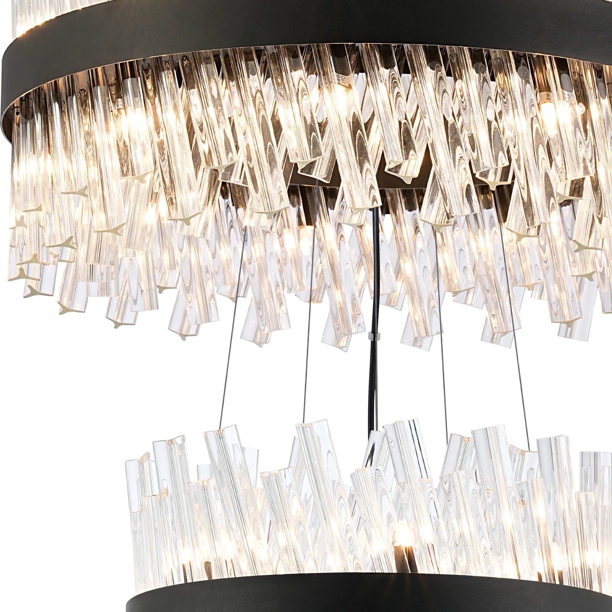 Farnley 3 Tier 60cm Pendant 18 Light - Satin Black & Clear