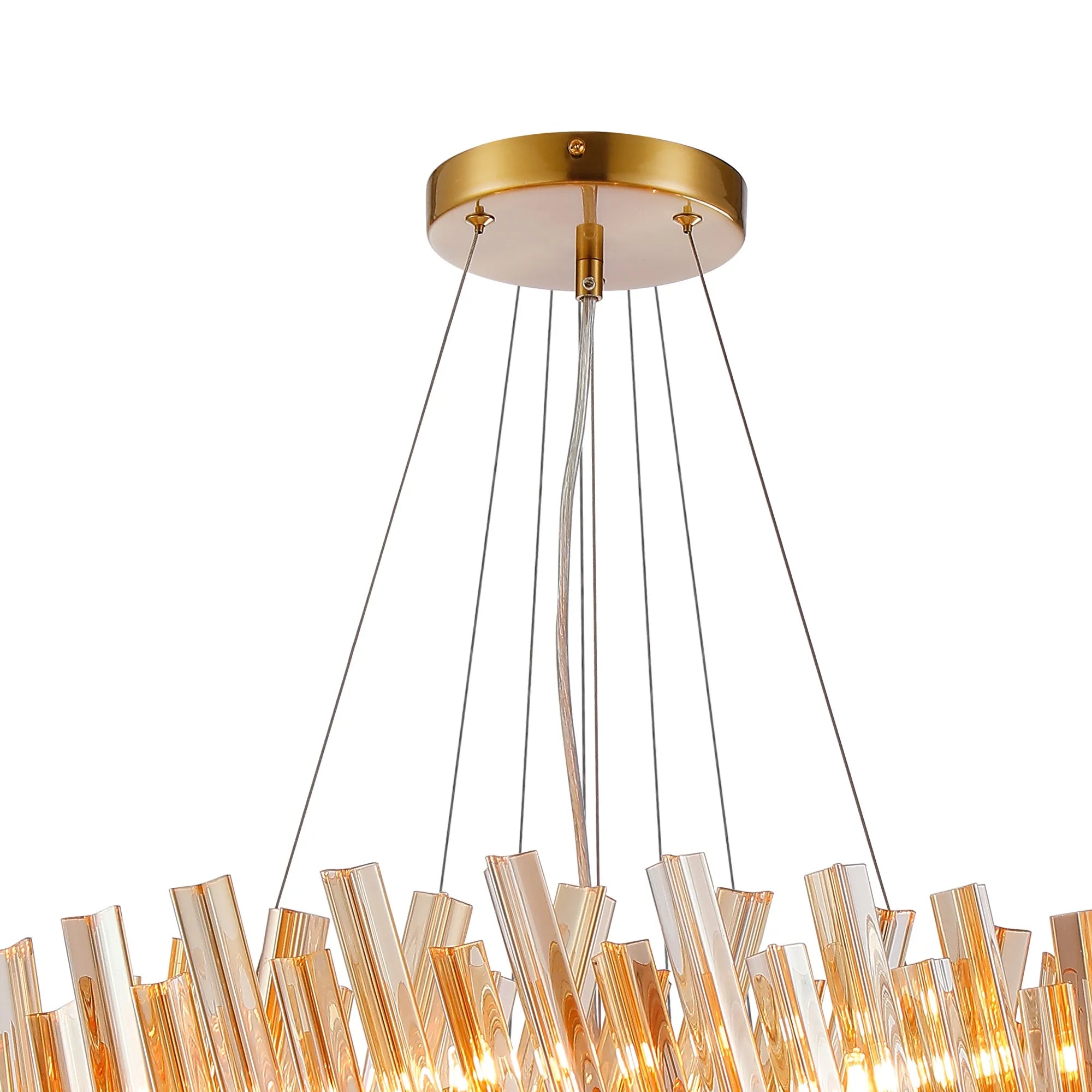 Farnley 3 Tier 60cm Pendant 18 Light - Brass & Amber