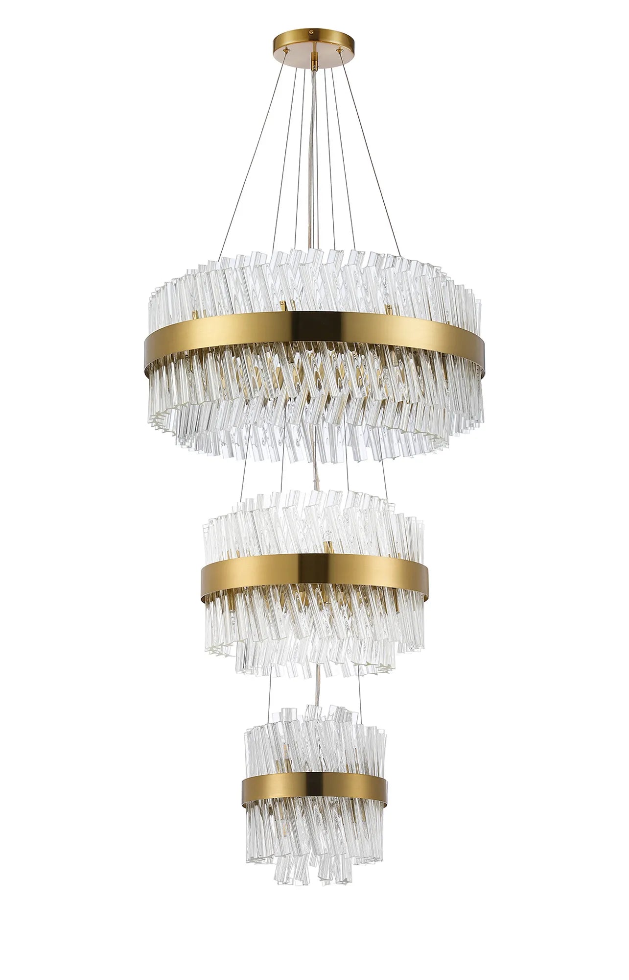 Farnley 3 Tier 60cm Pendant 18 Light - Brass & Clear