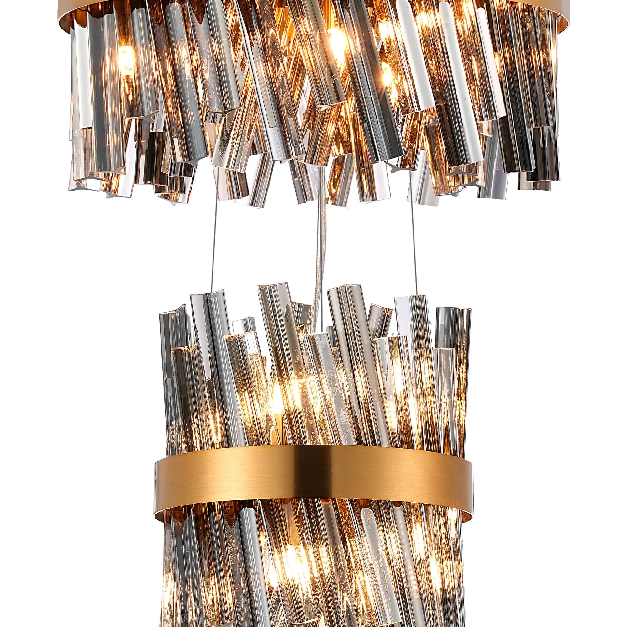 Farnley 3 Tier 60cm Pendant 18 Light - Brass & Smoke