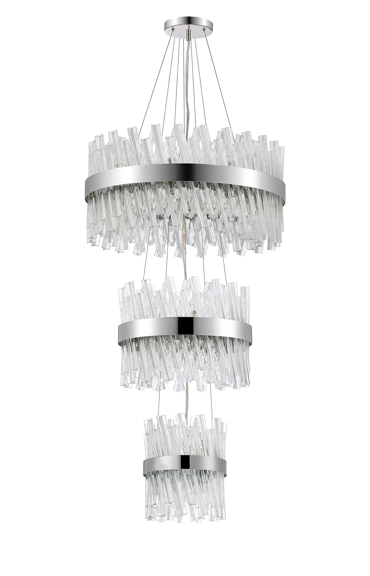 Farnley 3 Tier 60cm Pendant 18 Light - Polished Nickel & Clear