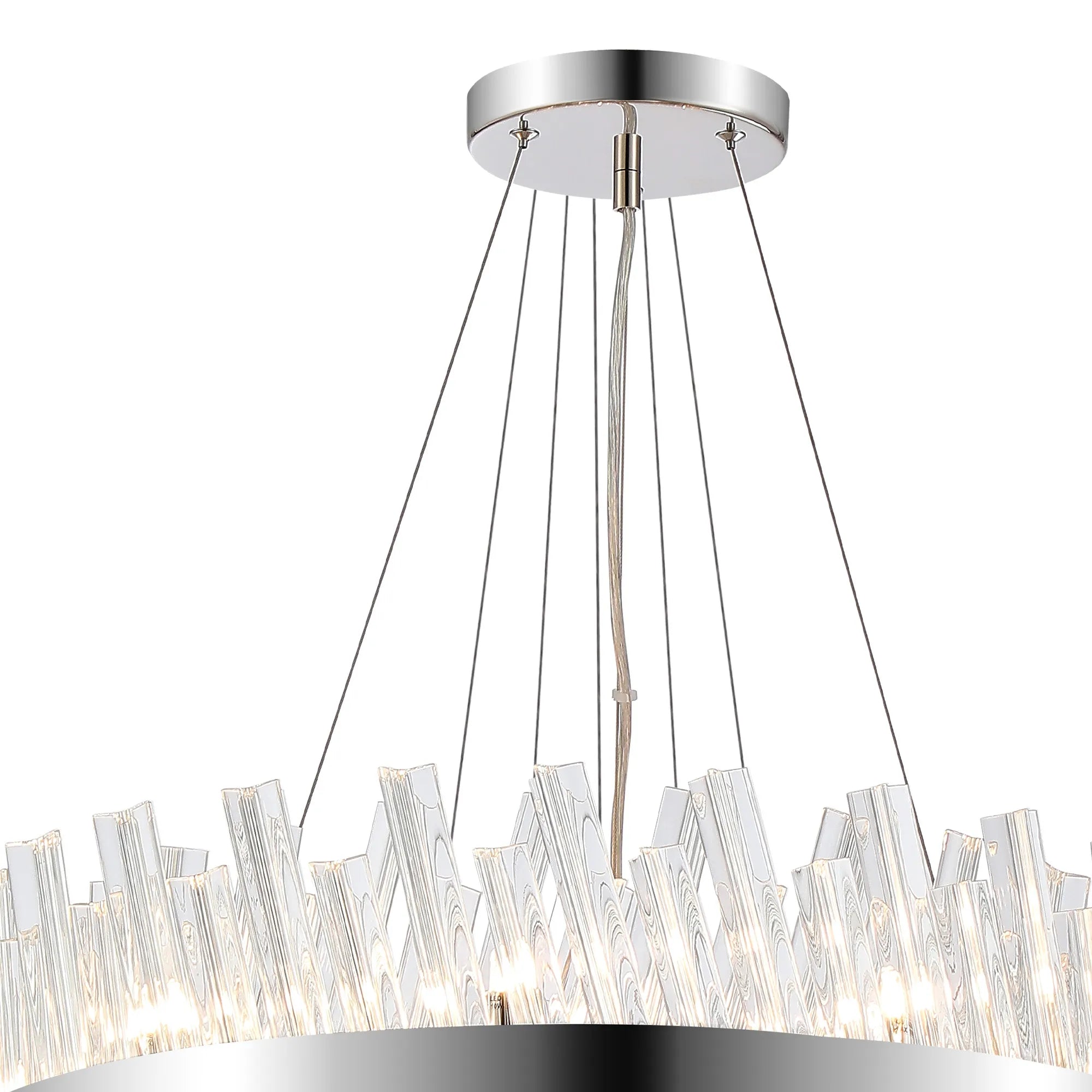 Farnley 3 Tier 60cm Pendant 18 Light - Polished Nickel & Clear
