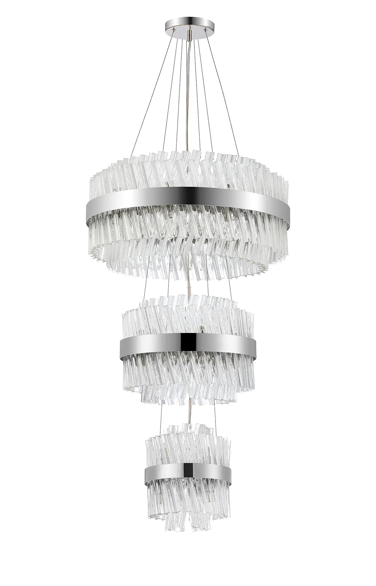 Farnley 3 Tier 60cm Pendant 18 Light - Polished Nickel & Clear