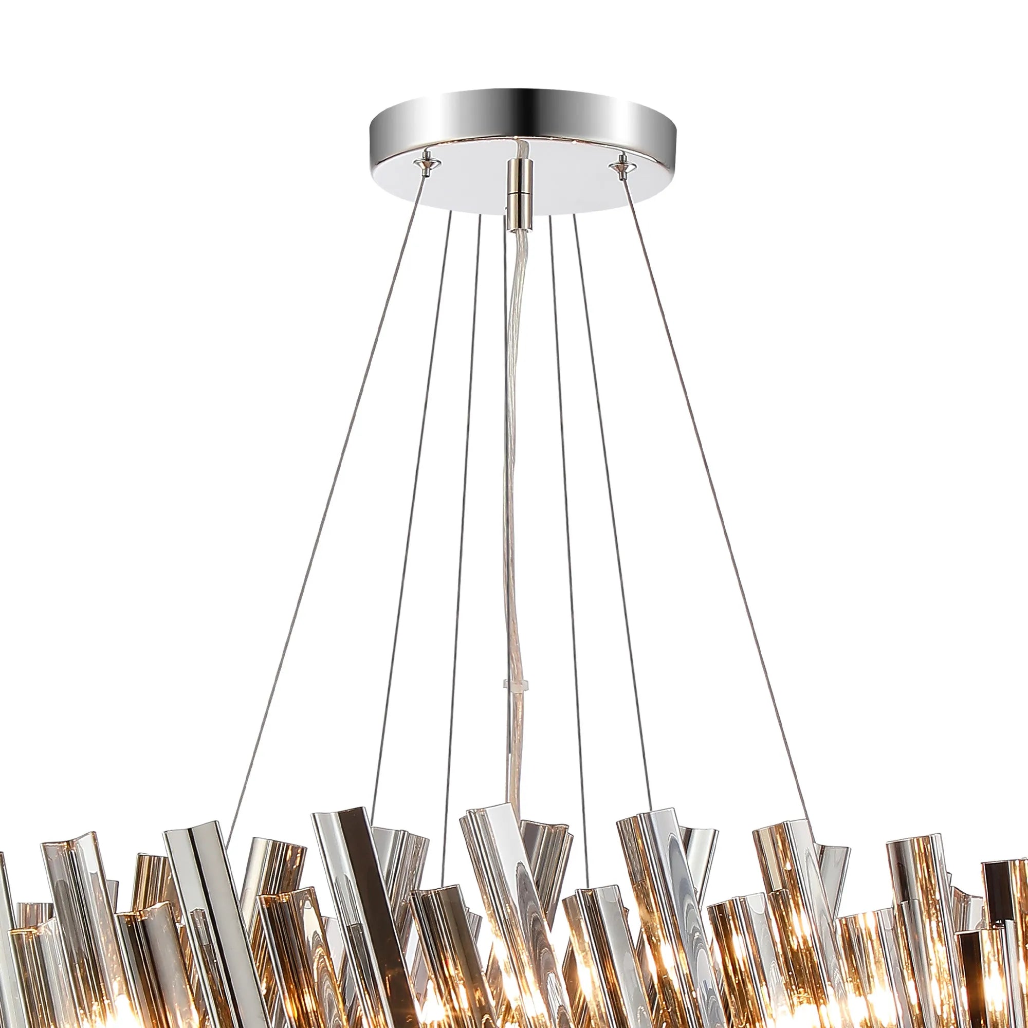 Farnley 3 Tier 60cm Pendant 18 Light - Polished Nickel & Smoke