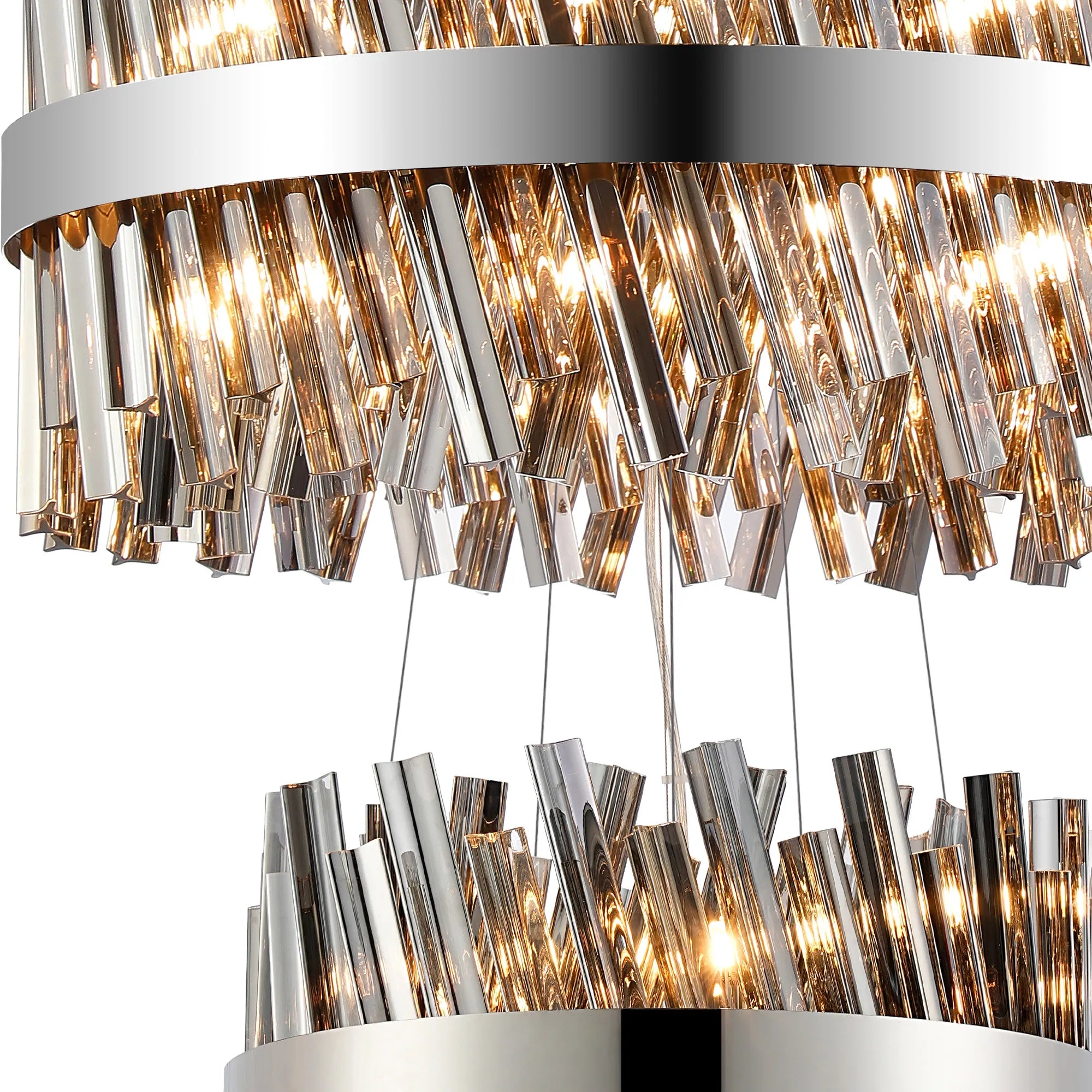 Farnley 3 Tier 60cm Pendant 18 Light - Polished Nickel & Smoke