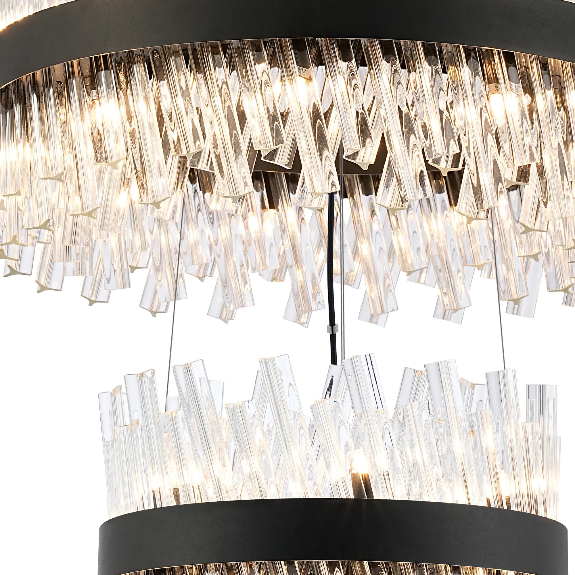 Farnley 3 Tier 80cm Pendant 24 Light - Satin Black & Clear