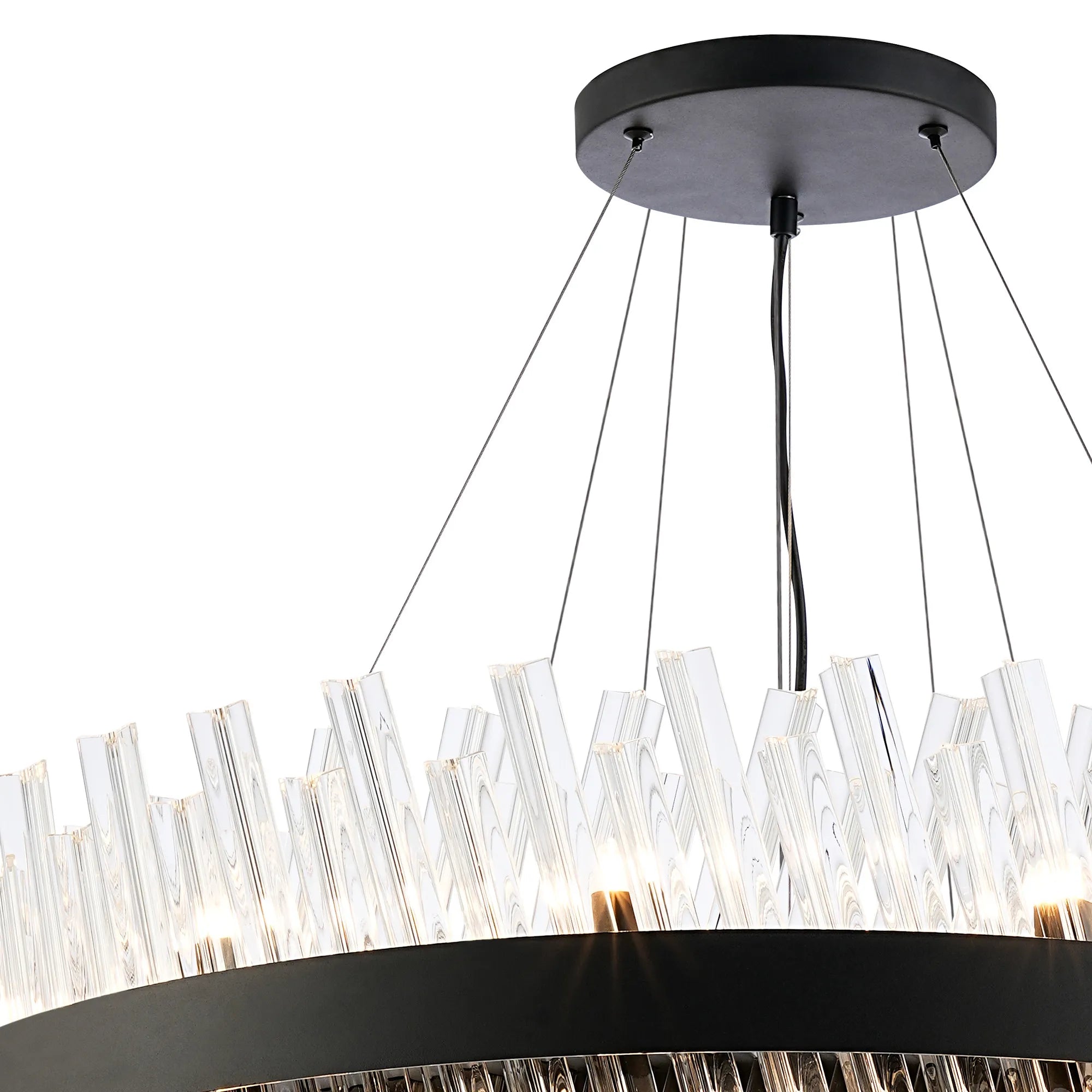 Farnley 3 Tier 80cm Pendant 24 Light - Satin Black & Clear