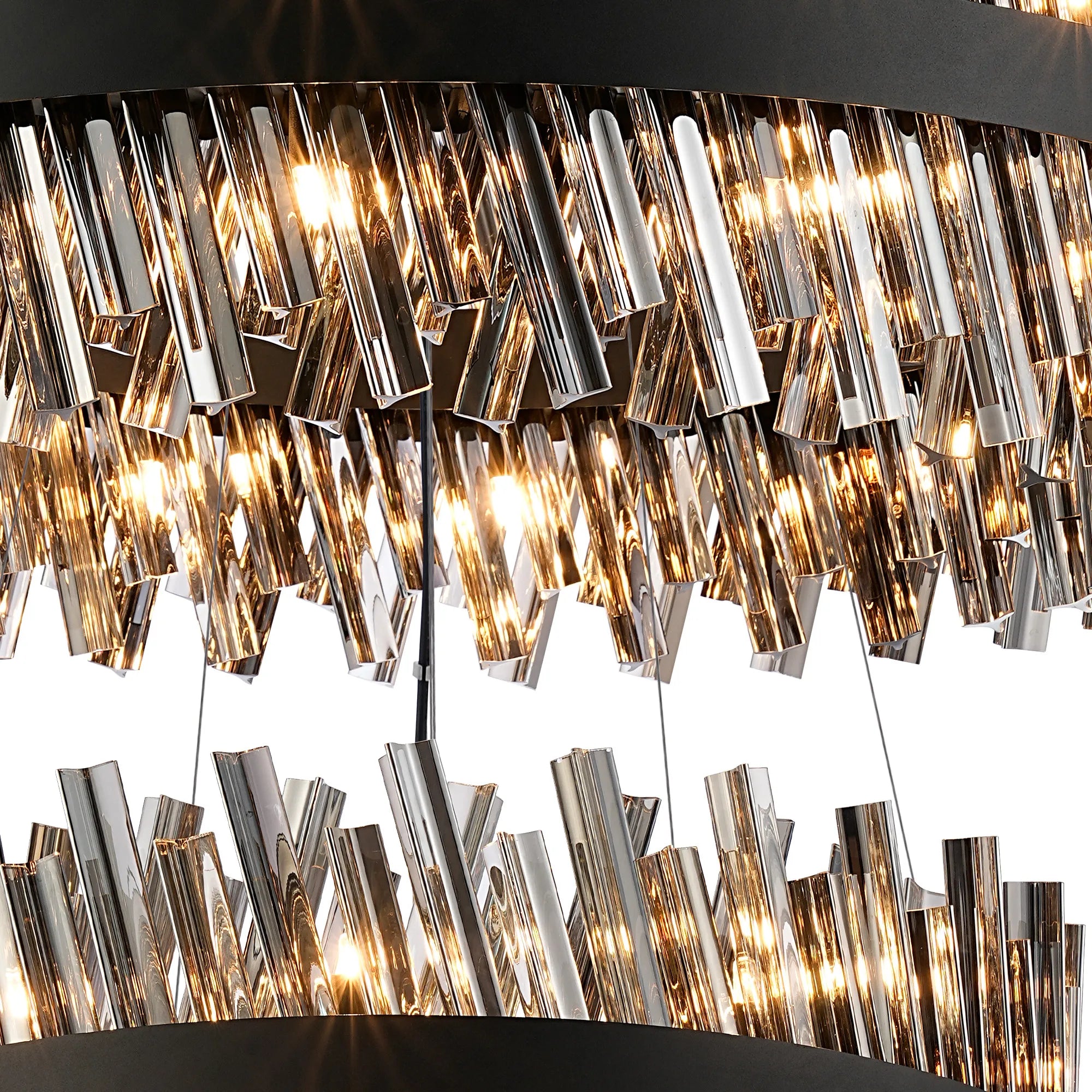 Farnley 3 Tier 80cm Pendant 24 Light - Satin Black & Smoke