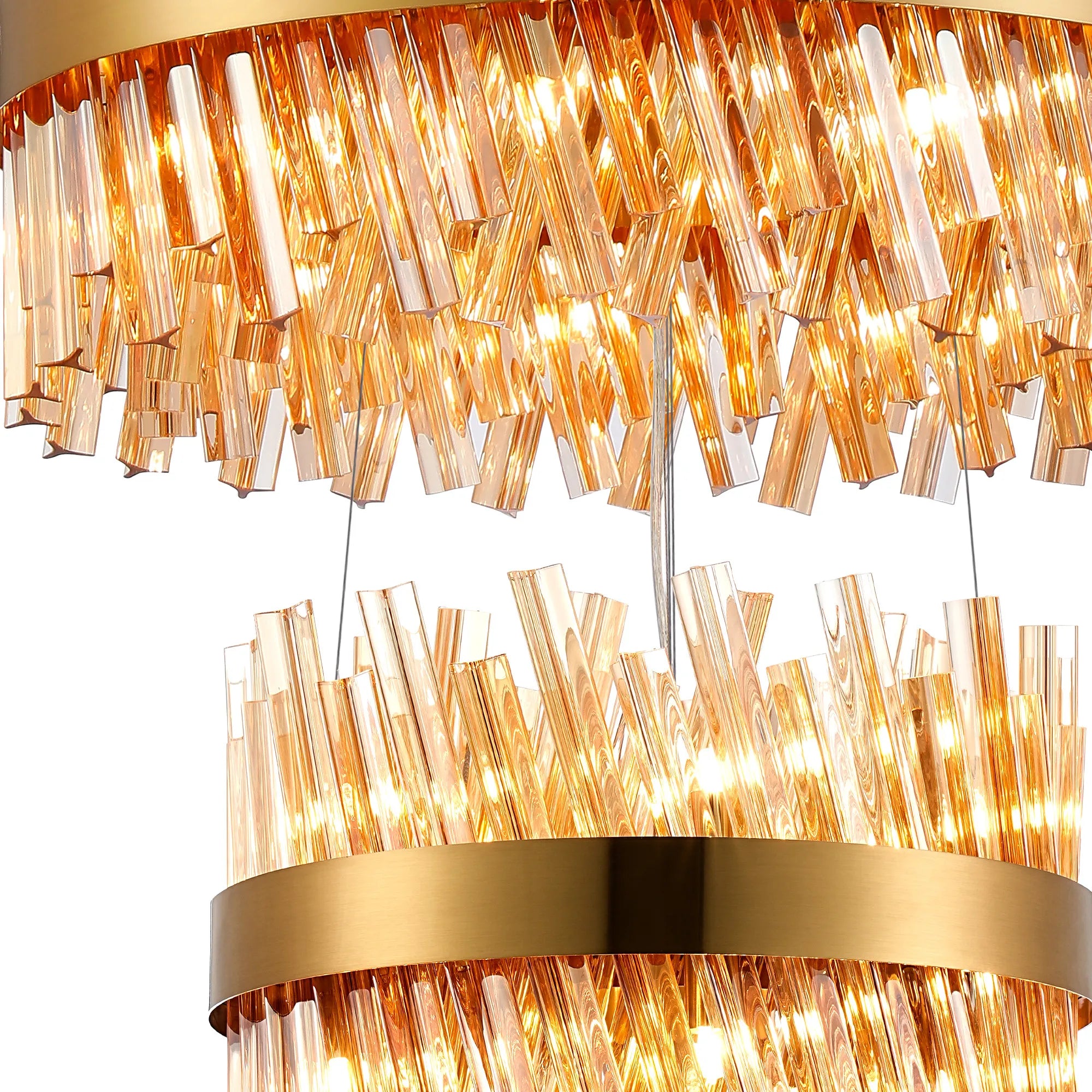 Farnley 3 Tier 80cm Pendant 24 Light - Brass & Amber