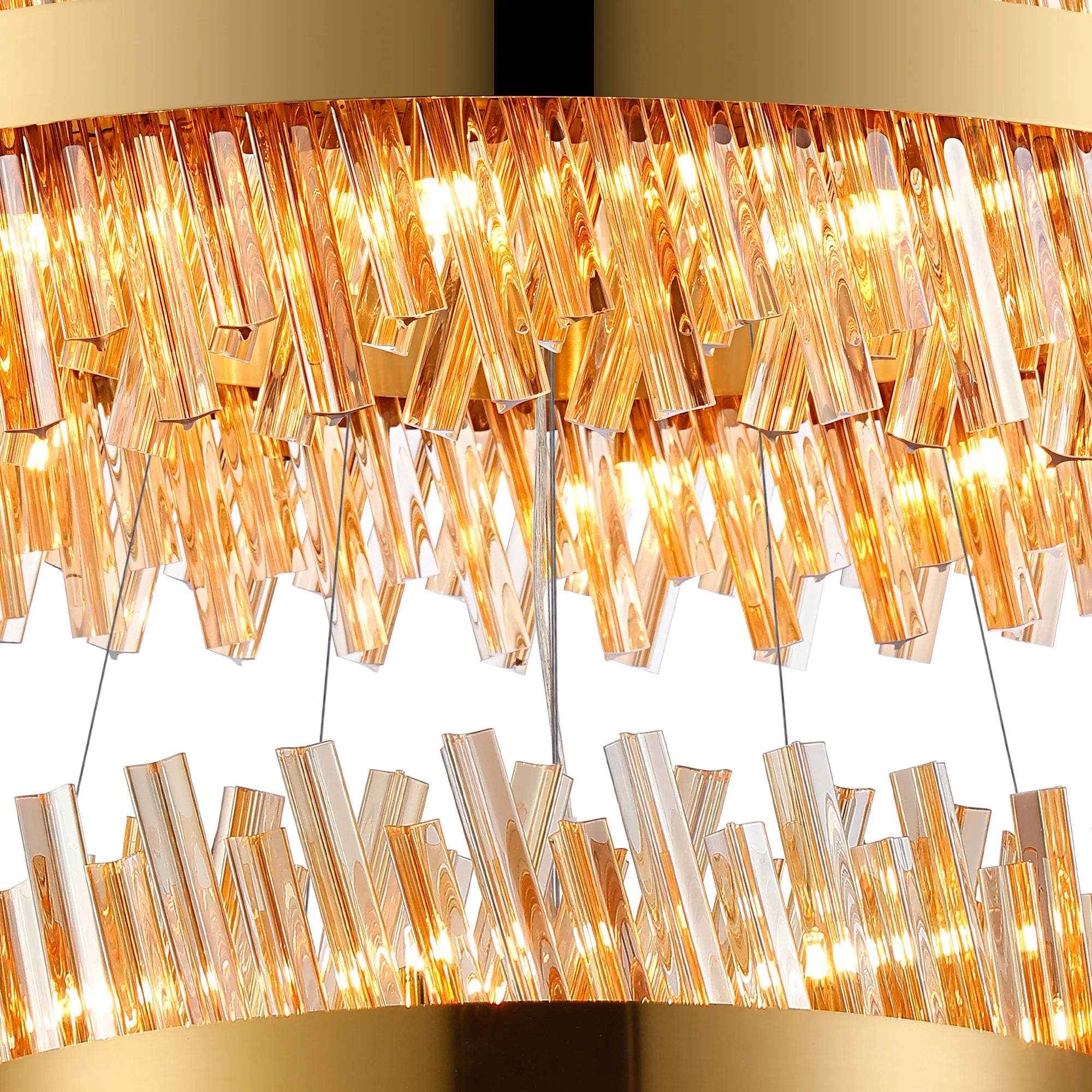 Farnley 3 Tier 80cm Pendant 24 Light - Brass & Amber