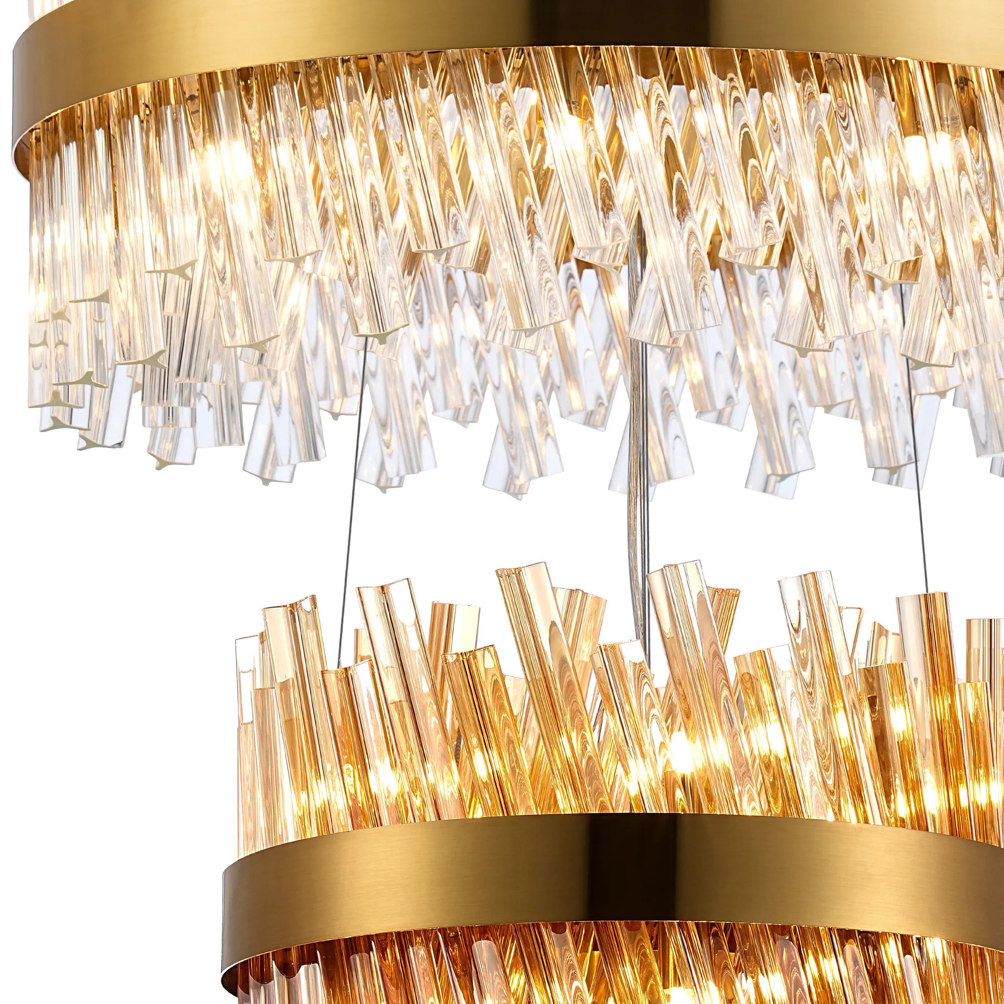 Farnley 3 Tier 80cm Pendant 24 Light - Brass & Amber & Clear