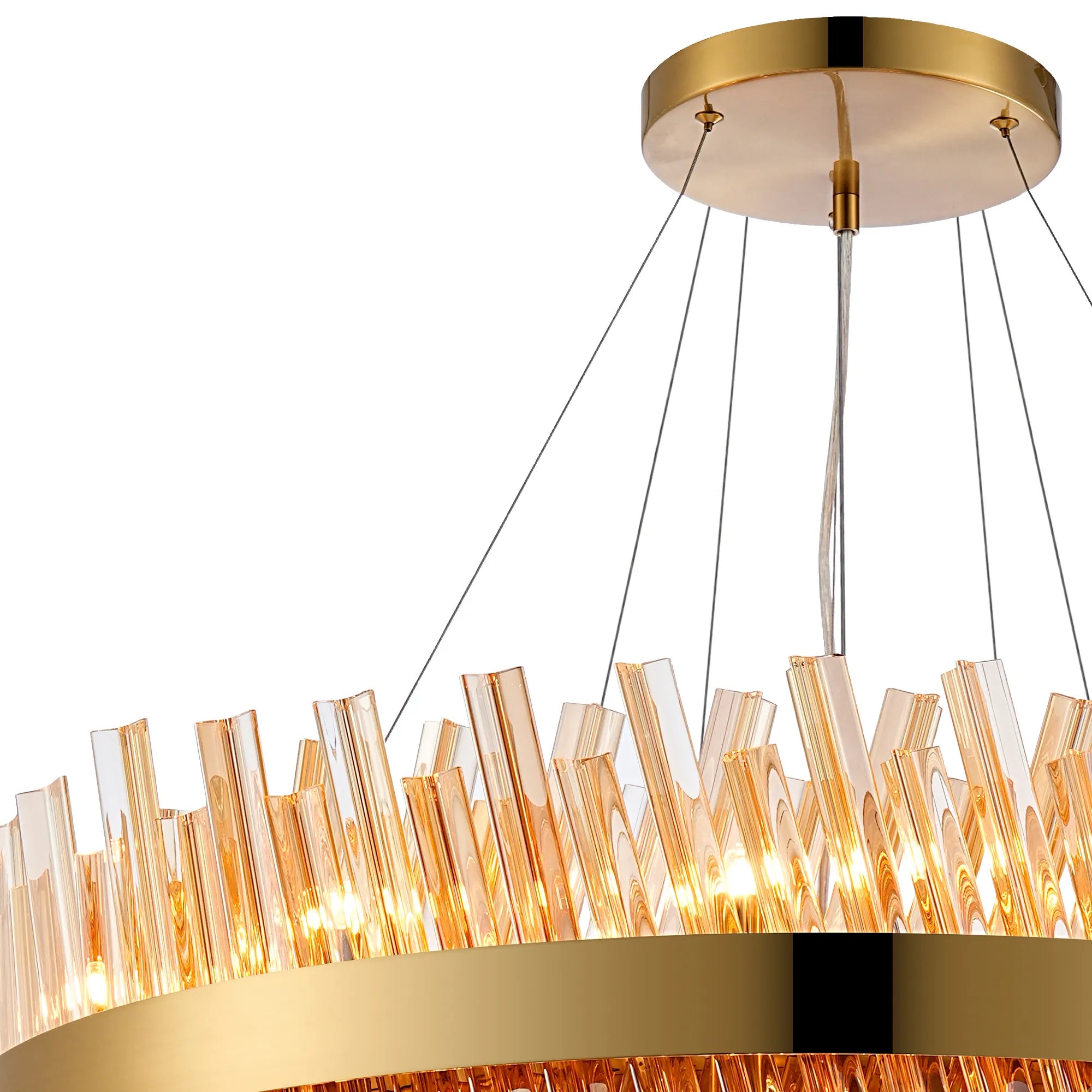 Farnley 3 Tier 80cm Pendant 24 Light - Brass & Amber & Clear