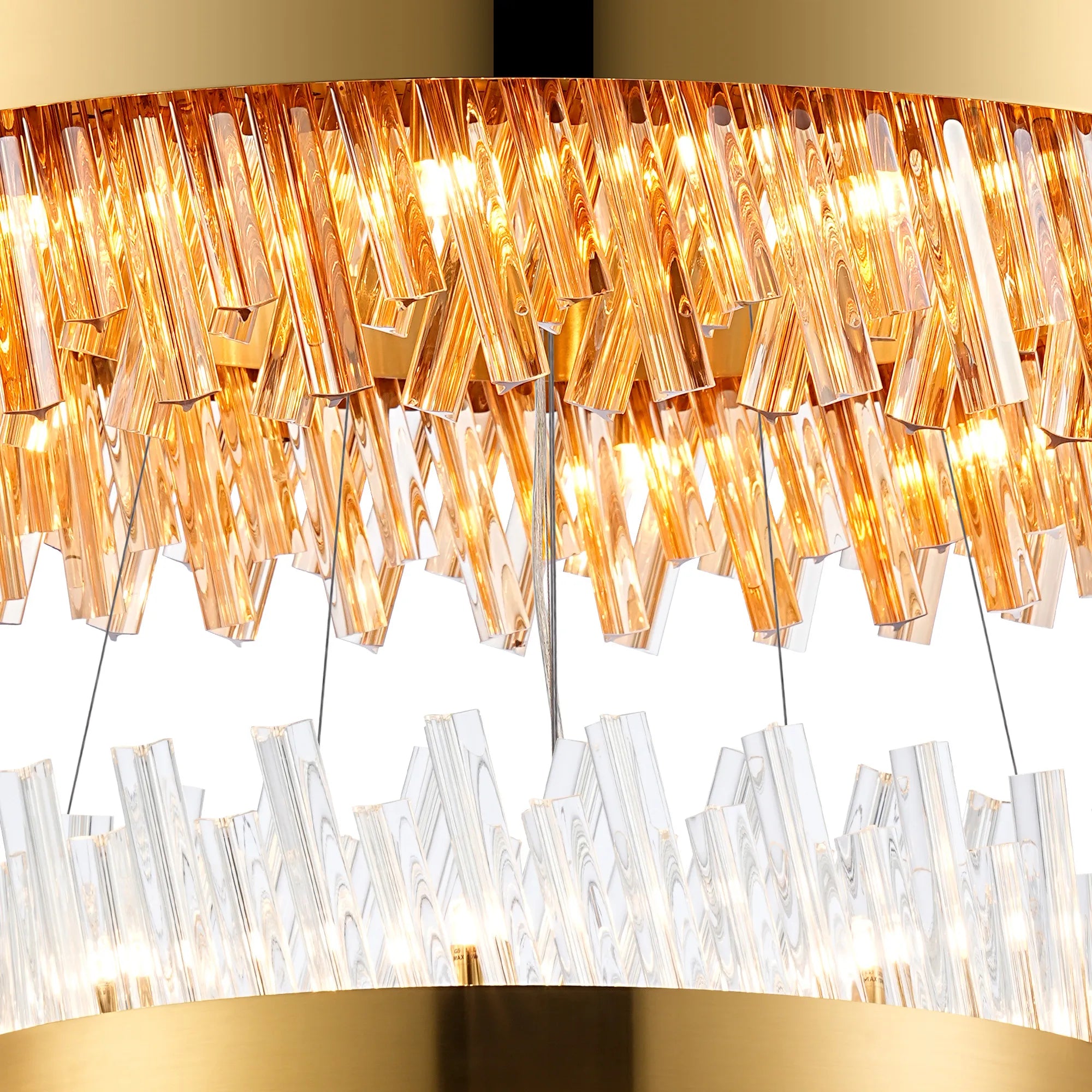 Farnley 3 Tier 80cm Pendant 24 Light - Brass & Amber & Clear