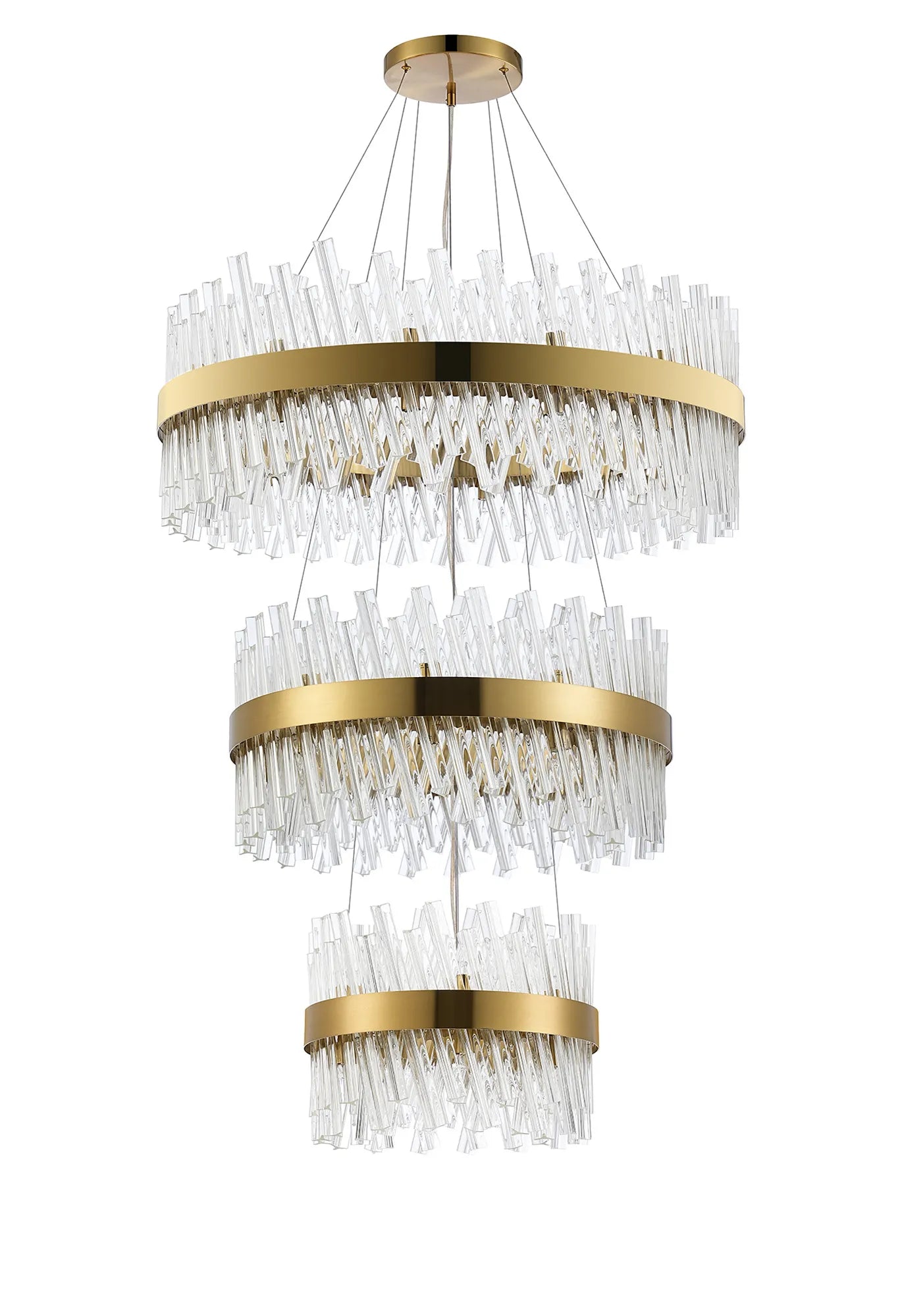 Farnley 3 Tier 80cm Pendant 24 Light - Brass & Clear