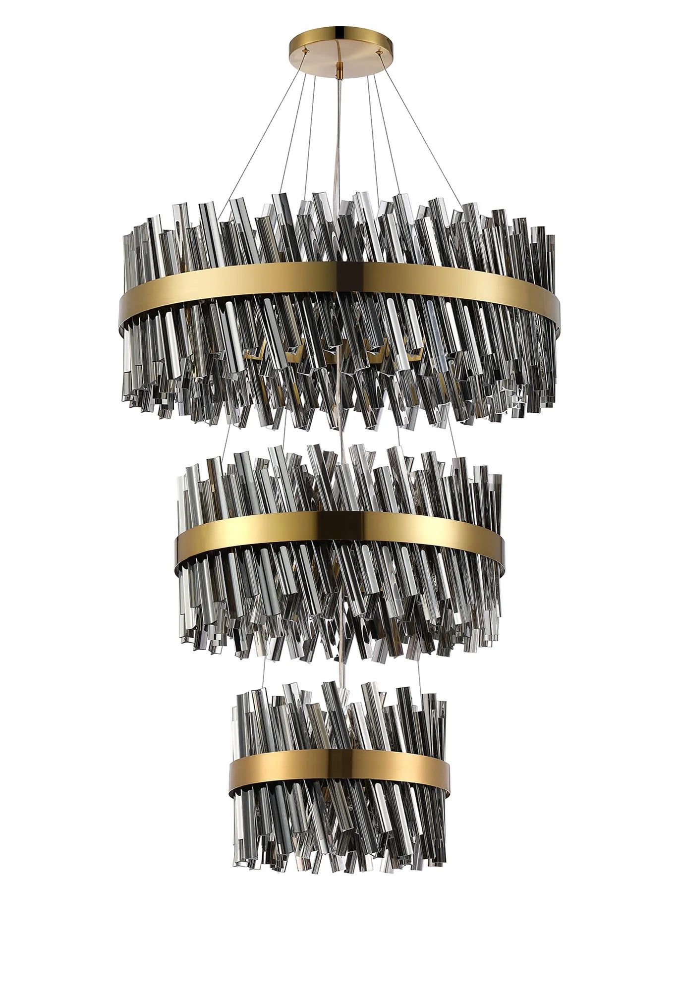 Farnley 3 Tier 80cm Pendant 24 Light - Brass & Smoke