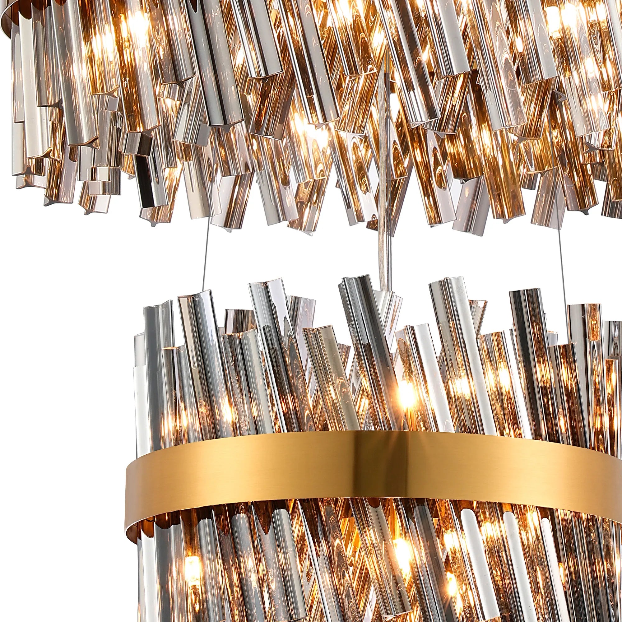 Farnley 3 Tier 80cm Pendant 24 Light - Brass & Smoke