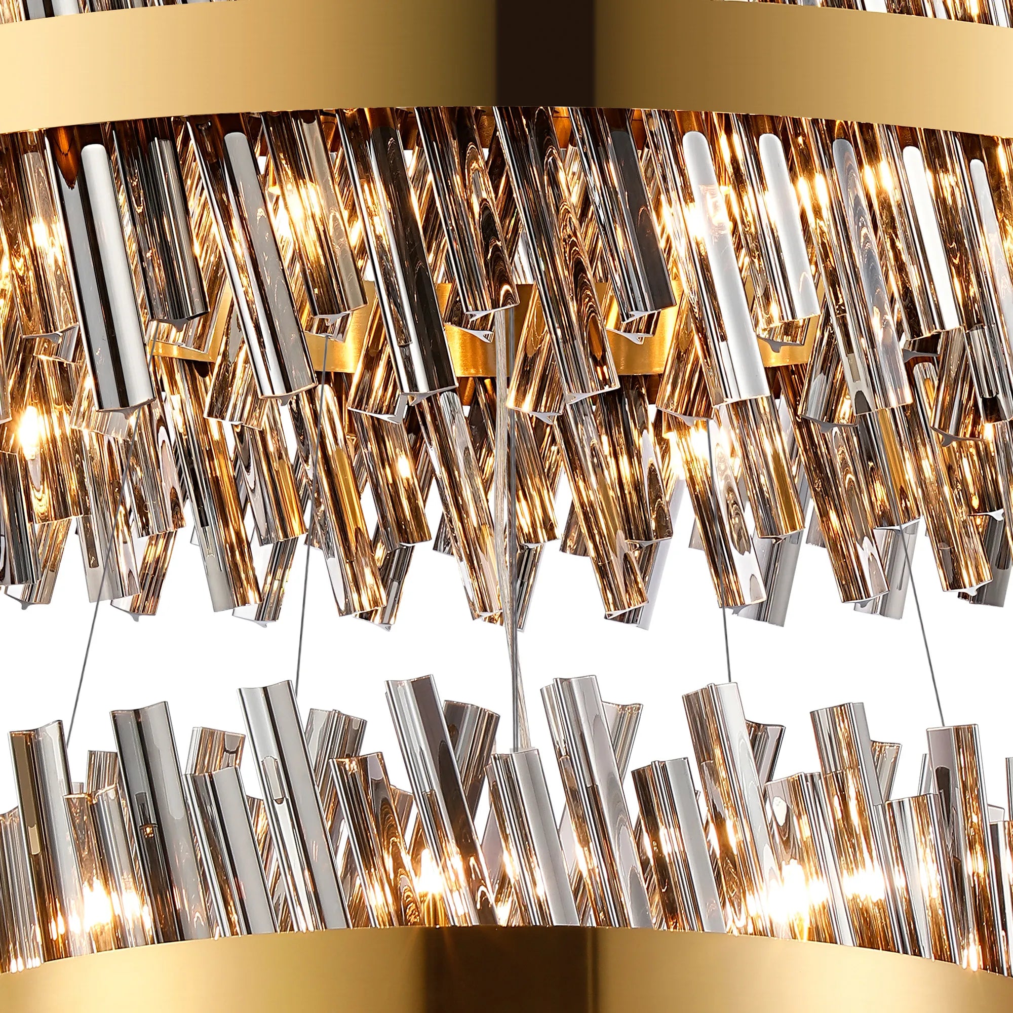 Farnley 3 Tier 80cm Pendant 24 Light - Brass & Smoke