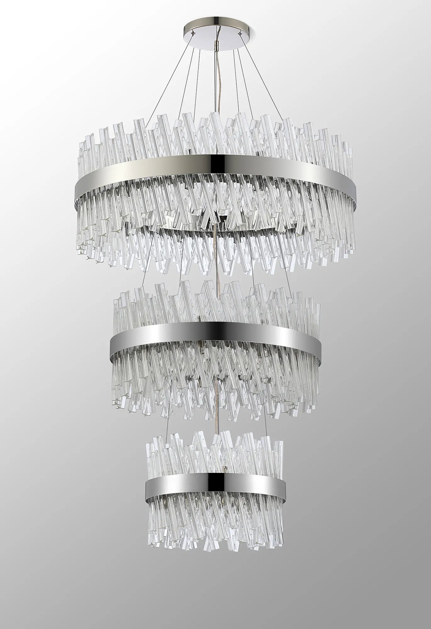 Farnley 3 Tier 80cm Pendant 24 Light - Polished Nickel & Clear