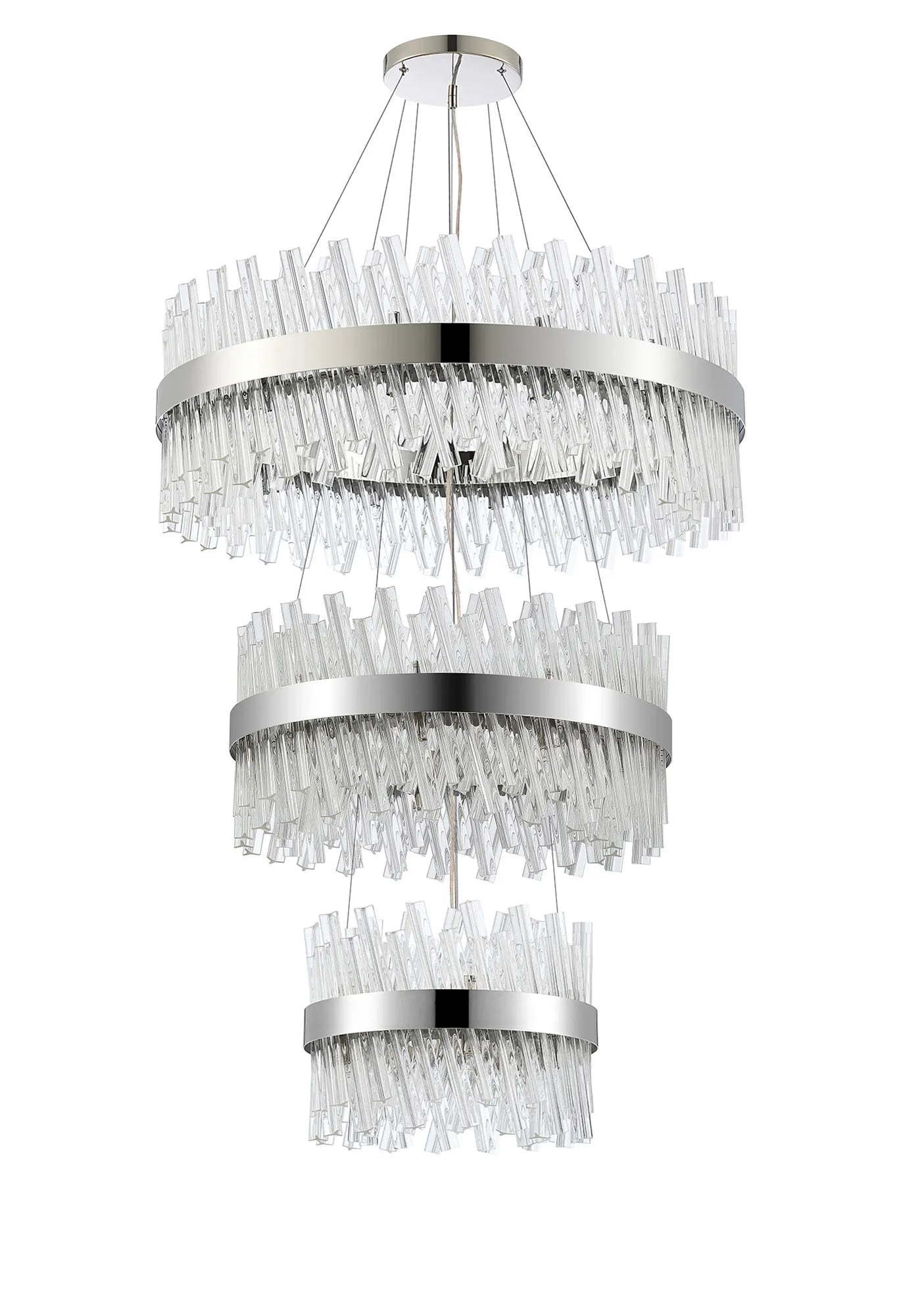Farnley 3 Tier 80cm Pendant 24 Light - Polished Nickel & Clear