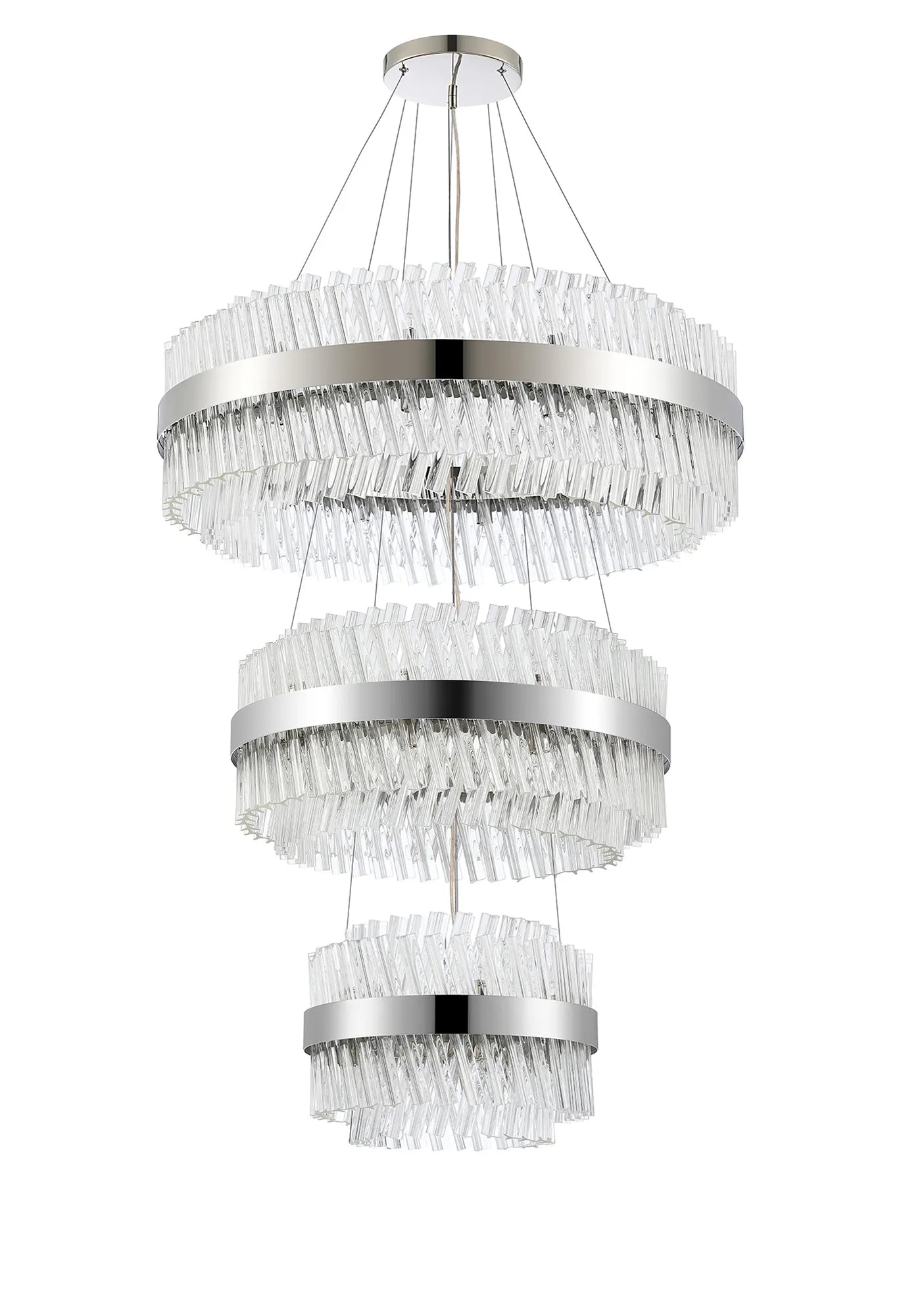 Farnley 3 Tier 80cm Pendant 24 Light - Polished Nickel & Clear