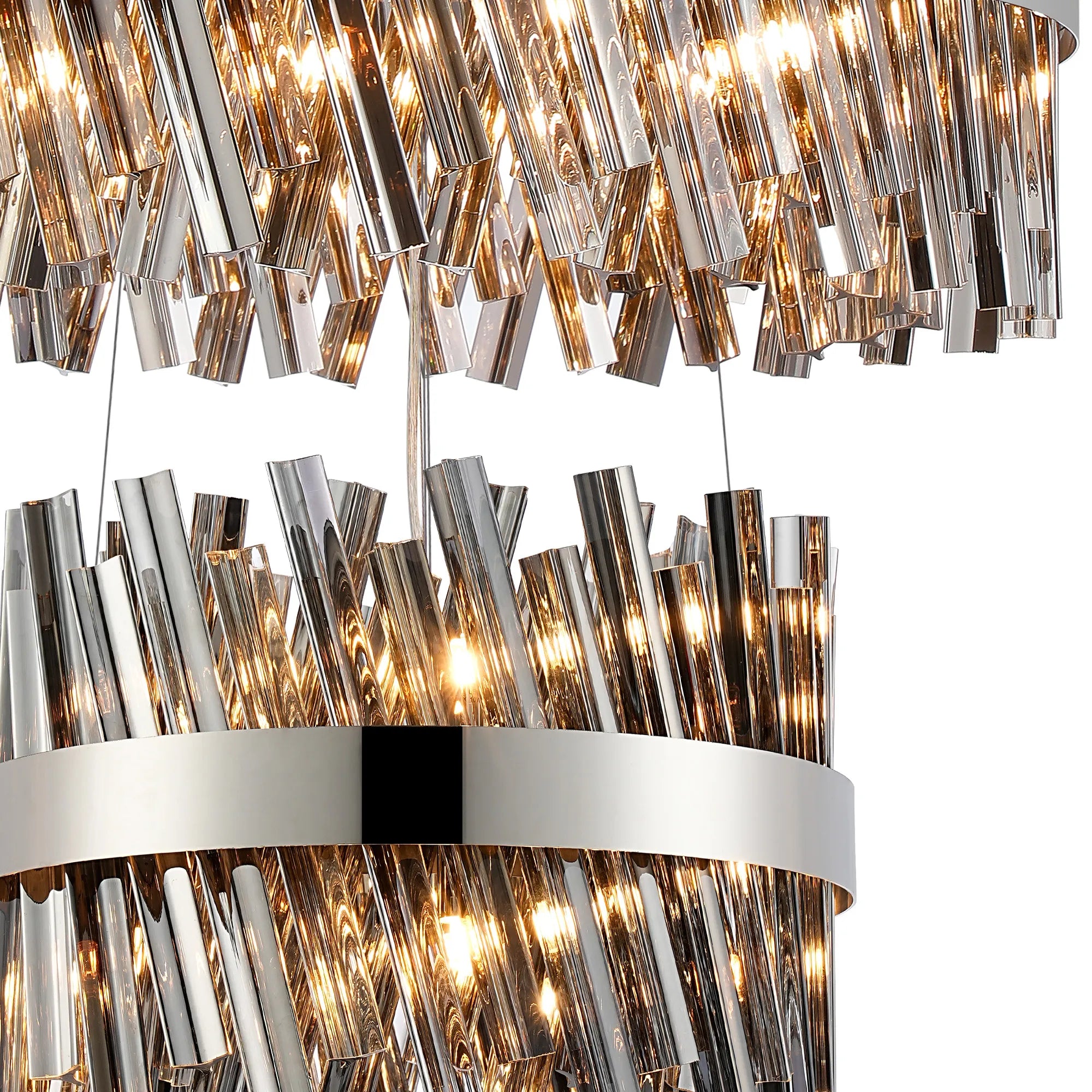 Farnley 3 Tier 80cm Pendant 24 Light - Polished Nickel & Smoke