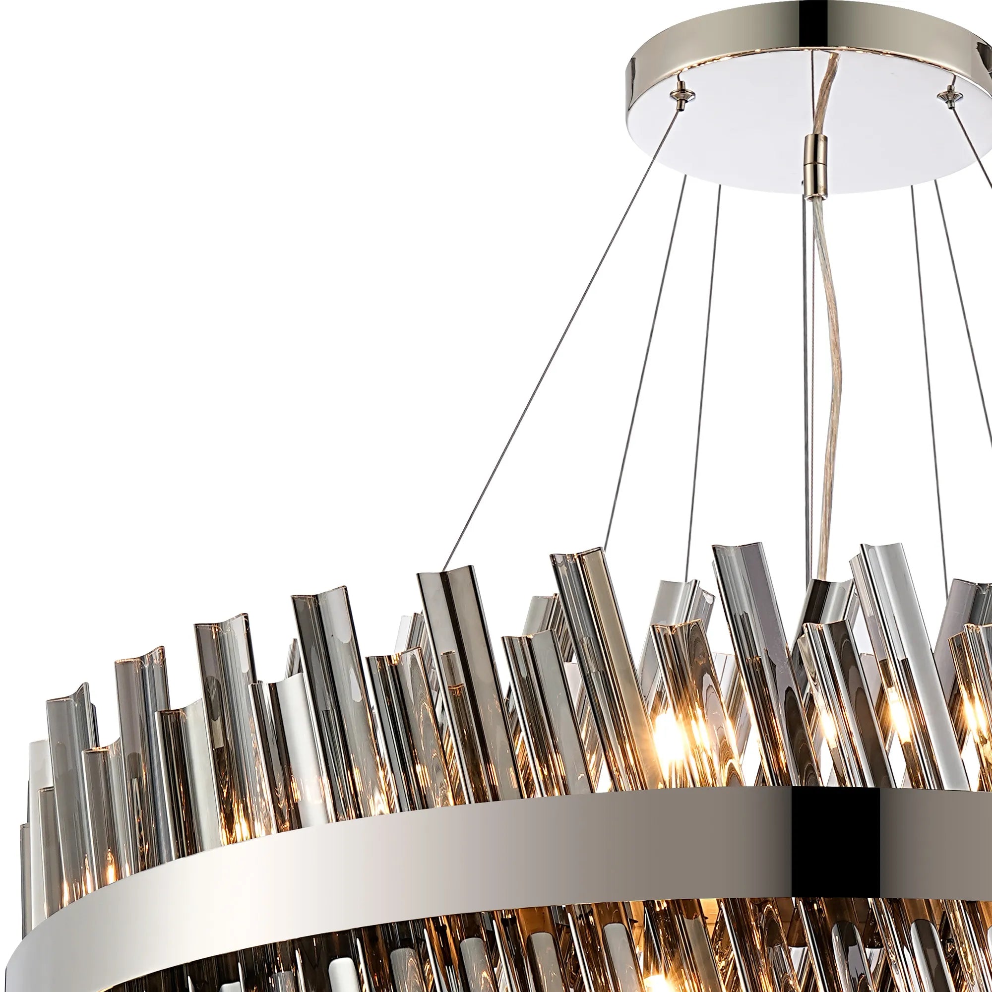 Farnley 3 Tier 80cm Pendant 24 Light - Polished Nickel & Smoke