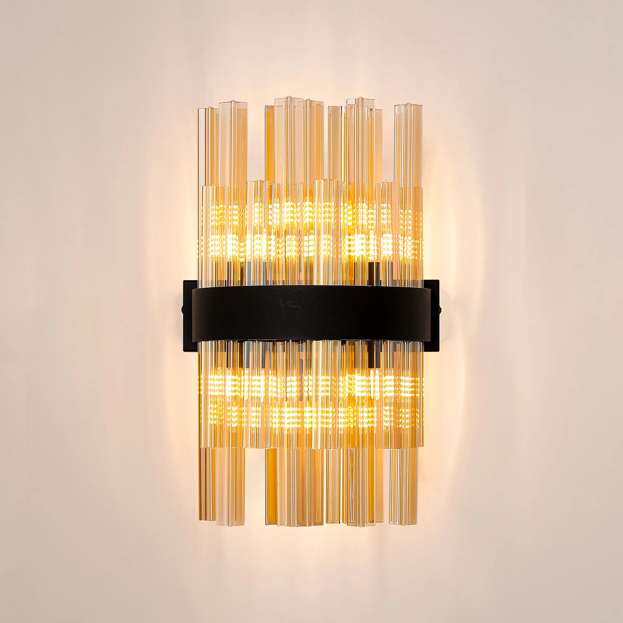 Farnley 6 Light Wall Light - Satin Black & Amber
