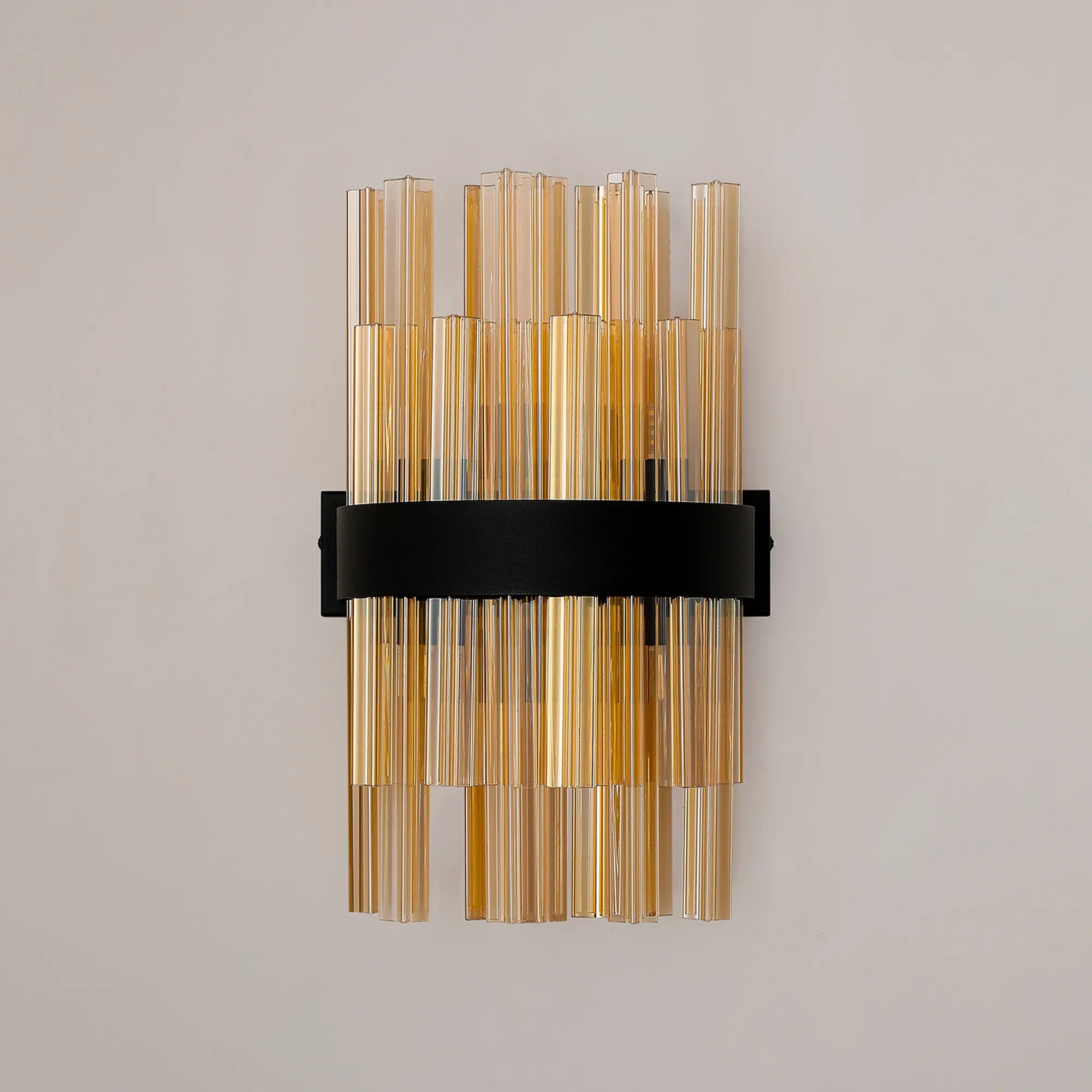 Farnley 6 Light Wall Light - Satin Black & Amber