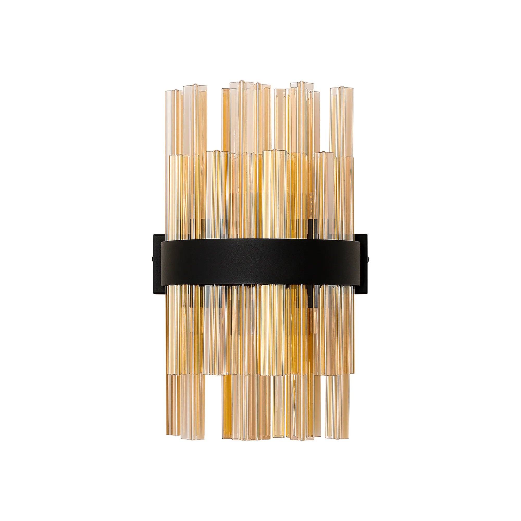 Farnley 6 Light Wall Light - Satin Black & Amber