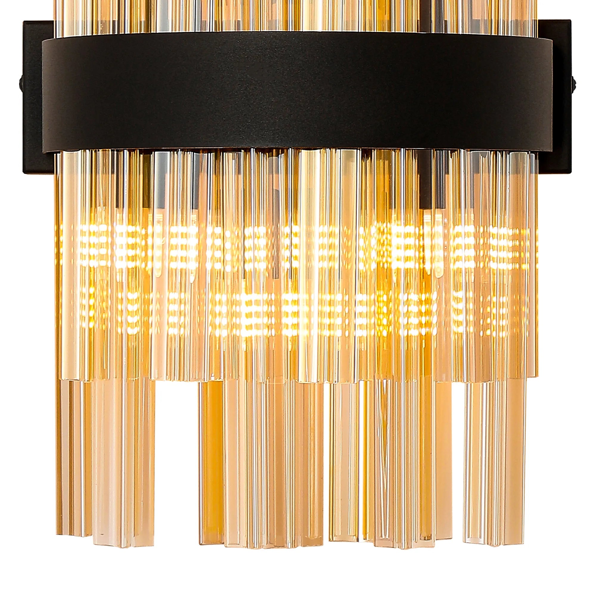 Farnley 6 Light Wall Light - Satin Black & Amber