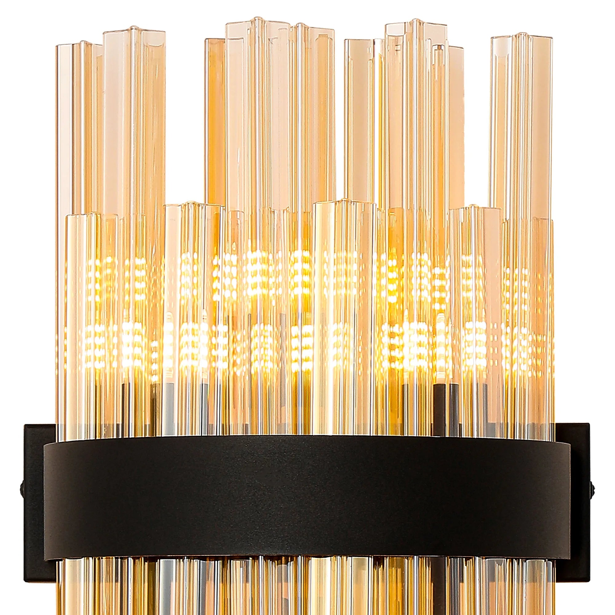 Farnley 6 Light Wall Light - Satin Black & Amber