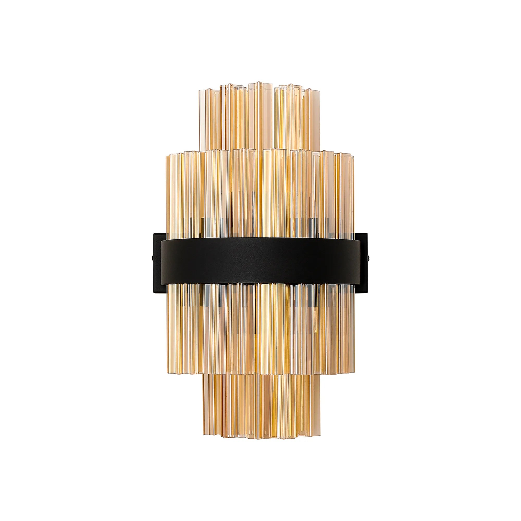Farnley 6 Light Wall Light - Satin Black & Amber