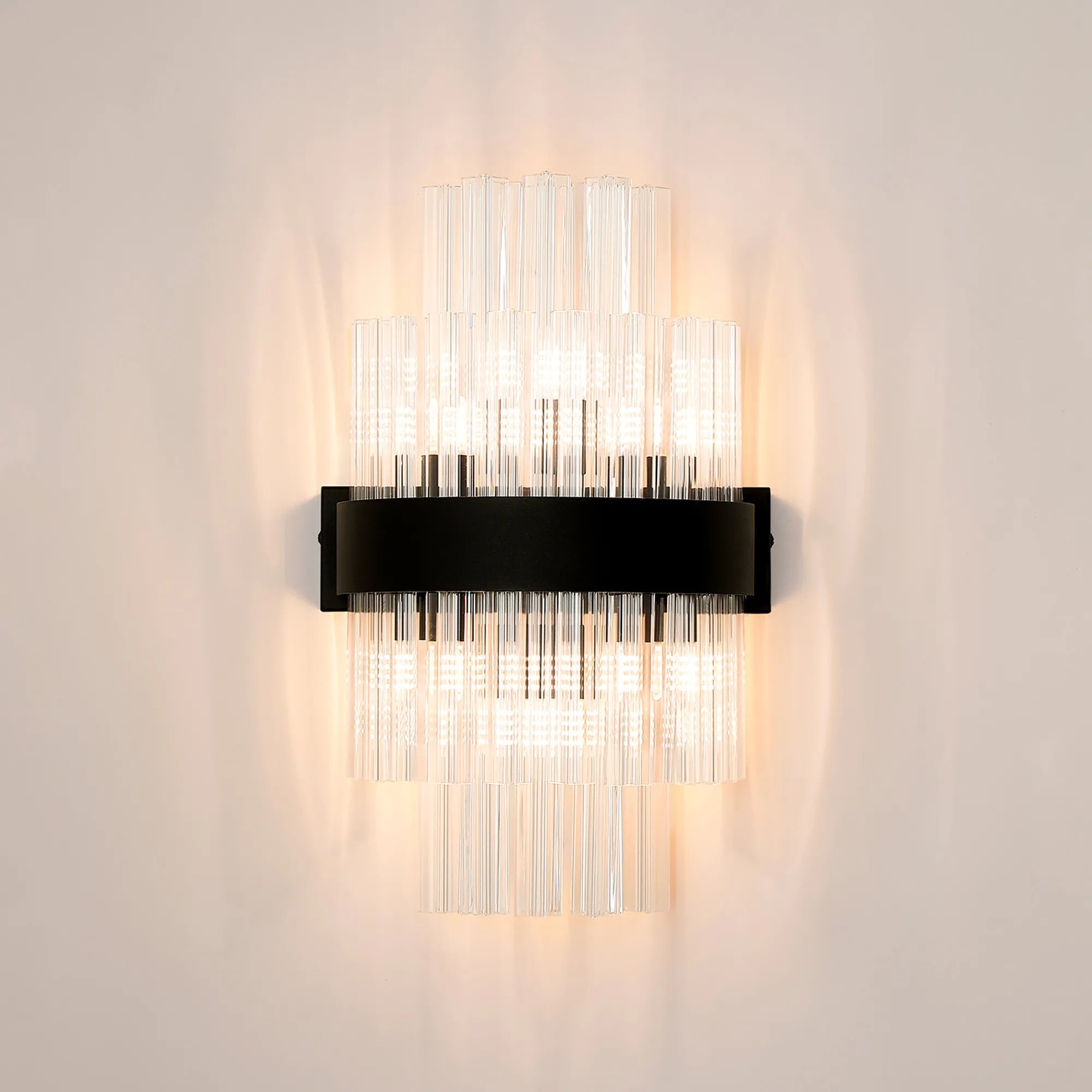 Farnley 6 Light Wall Light - Satin Black & Clear