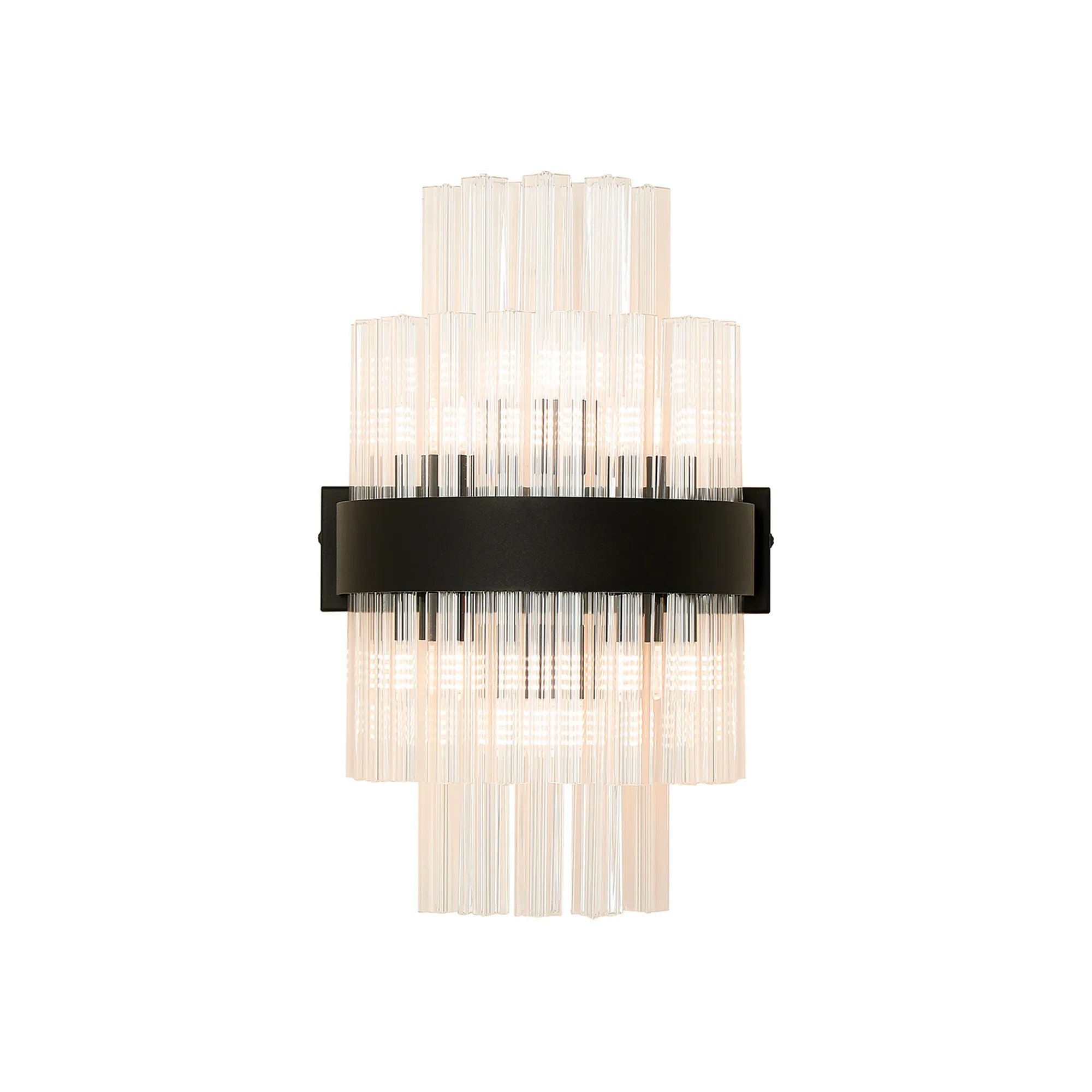 Farnley 6 Light Wall Light - Satin Black & Clear