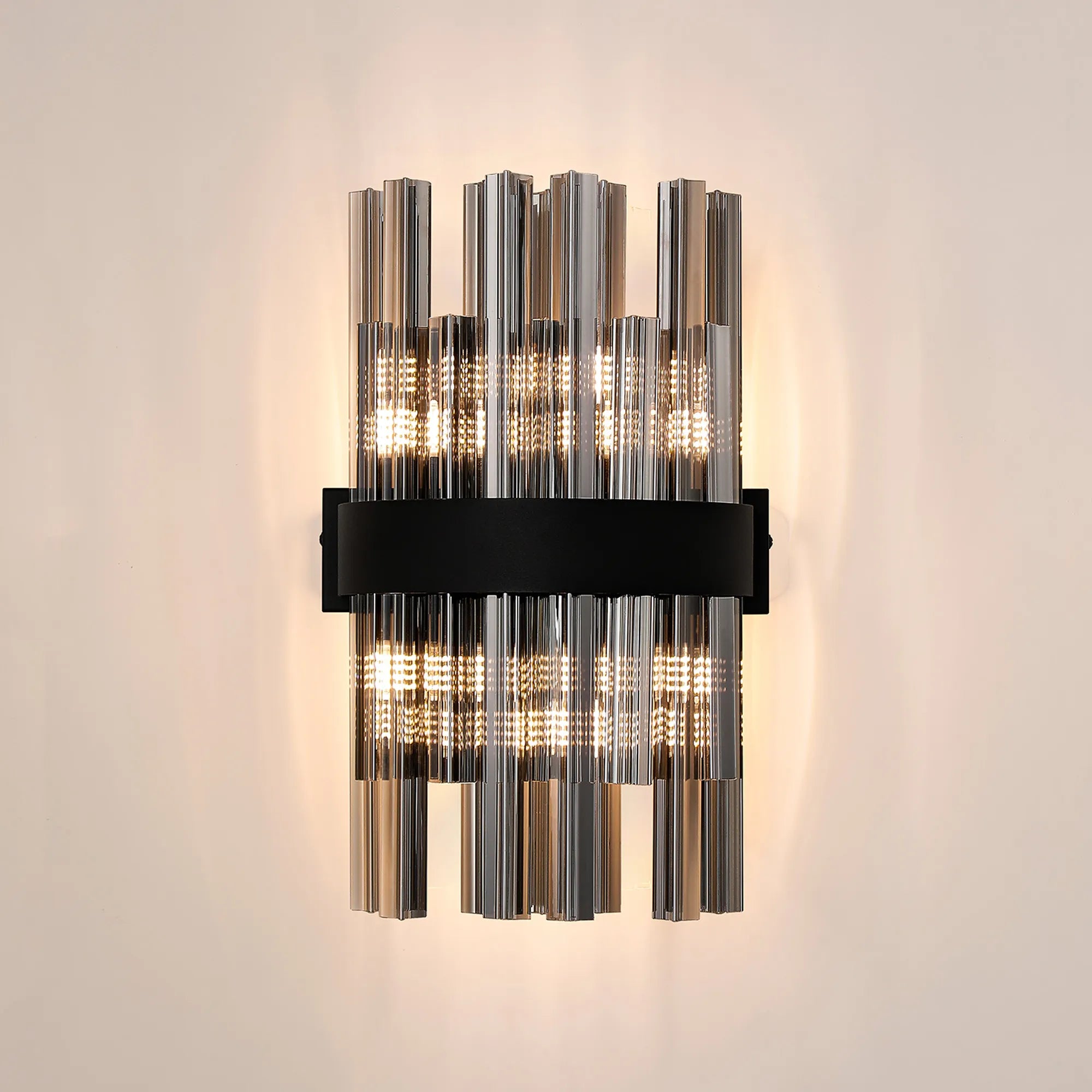 Farnley 6 Light Wall Light - Satin Black & Smoke