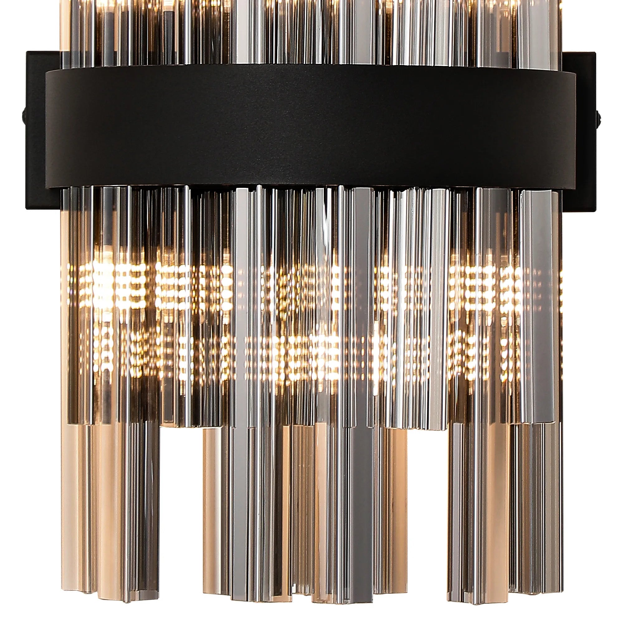 Farnley 6 Light Wall Light - Satin Black & Smoke