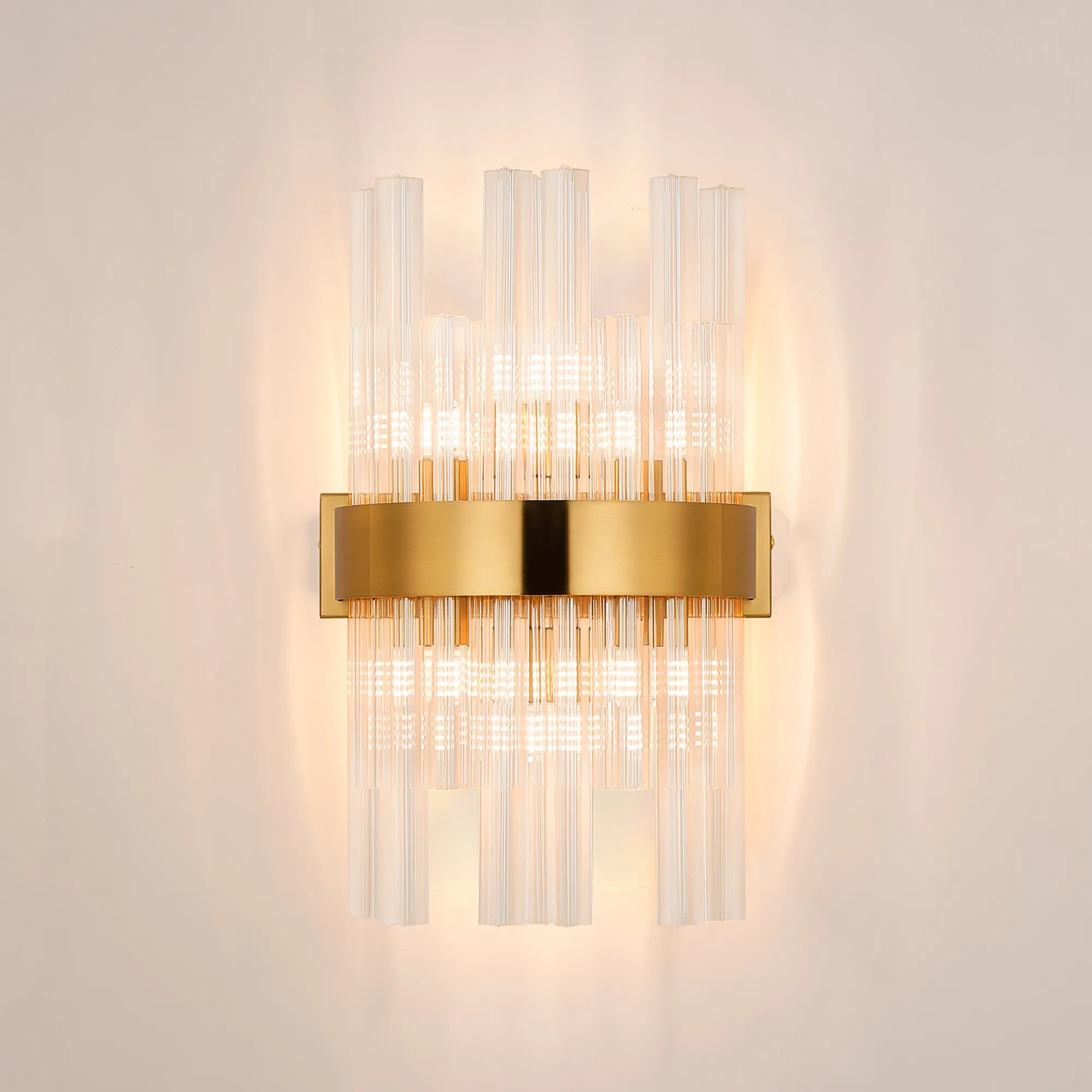 Farnley 6 Light Wall Light - Brass & Clear