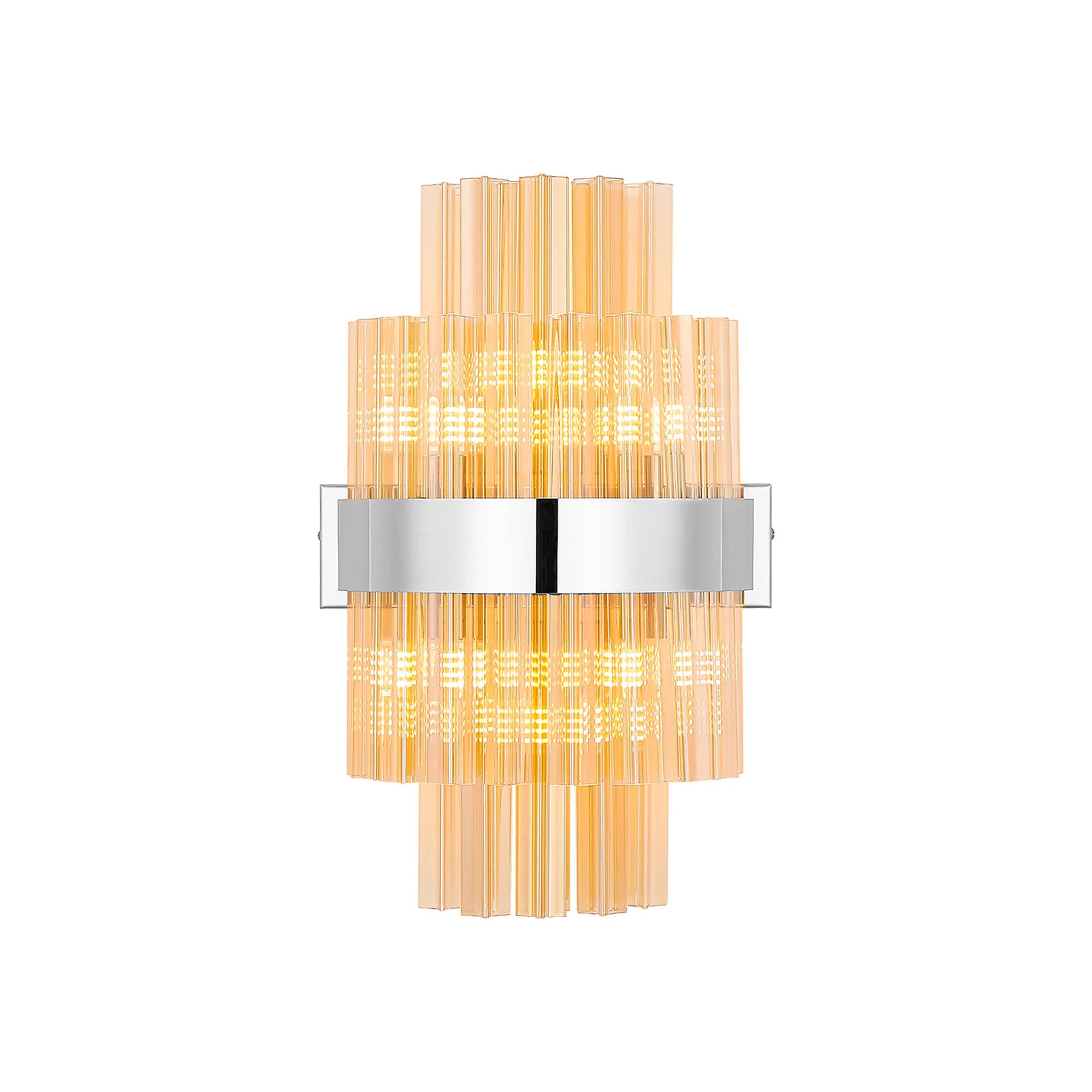 Farnley 6 Light Wall Light - Polished Nickel & Amber