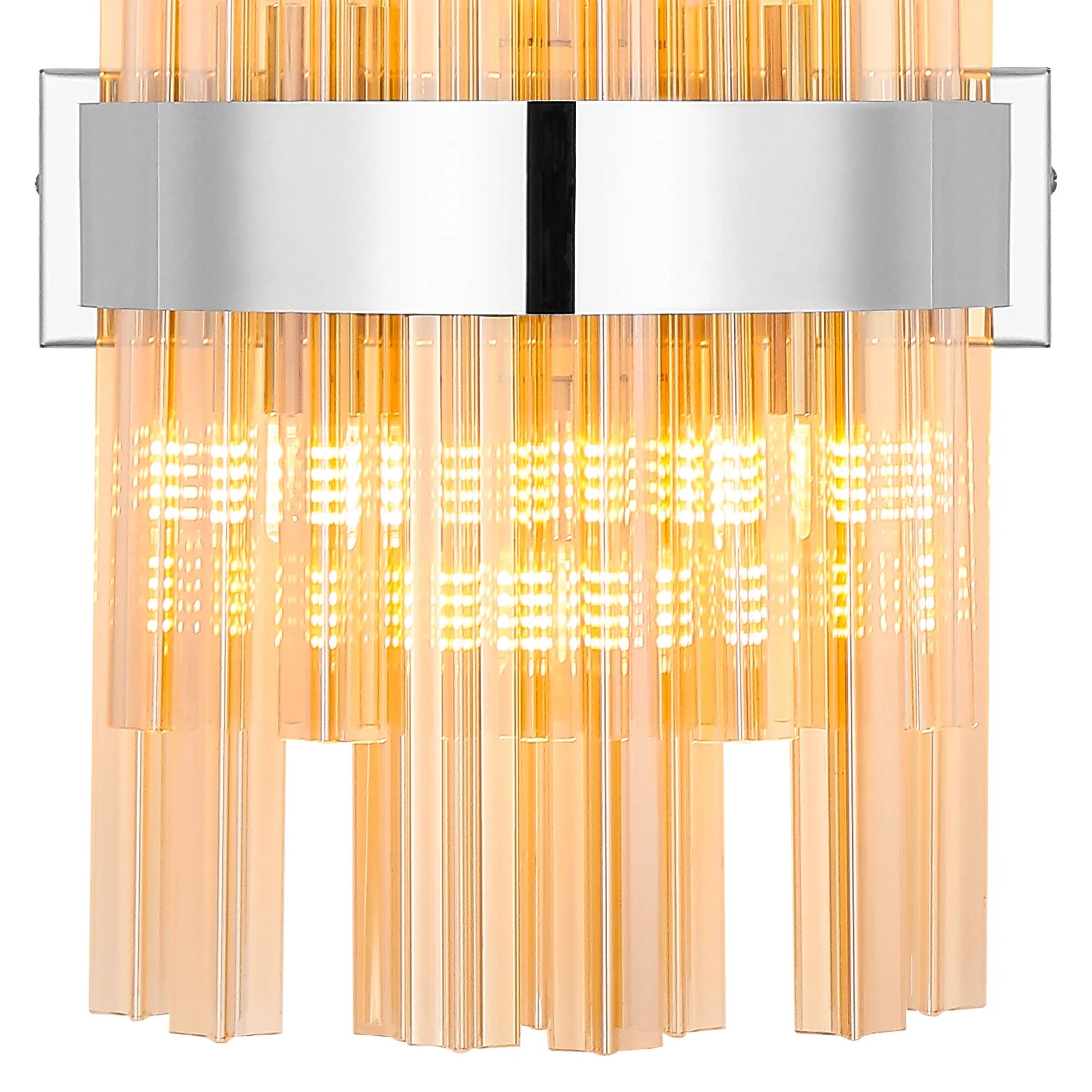 Farnley 6 Light Wall Light - Polished Nickel & Amber