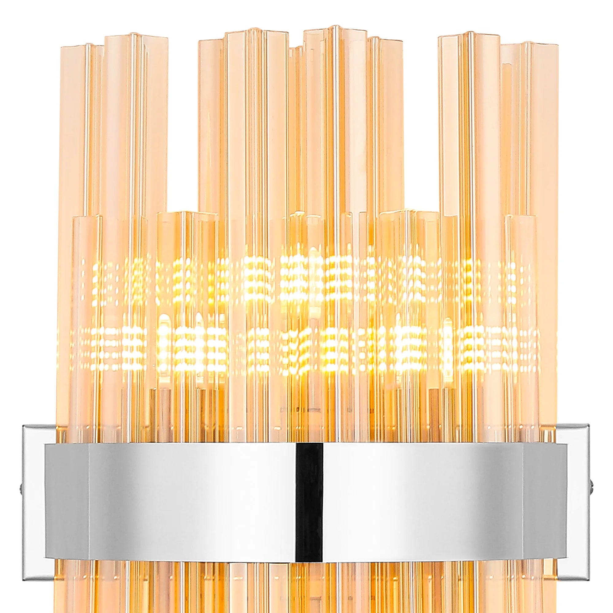 Farnley 6 Light Wall Light - Polished Nickel & Amber