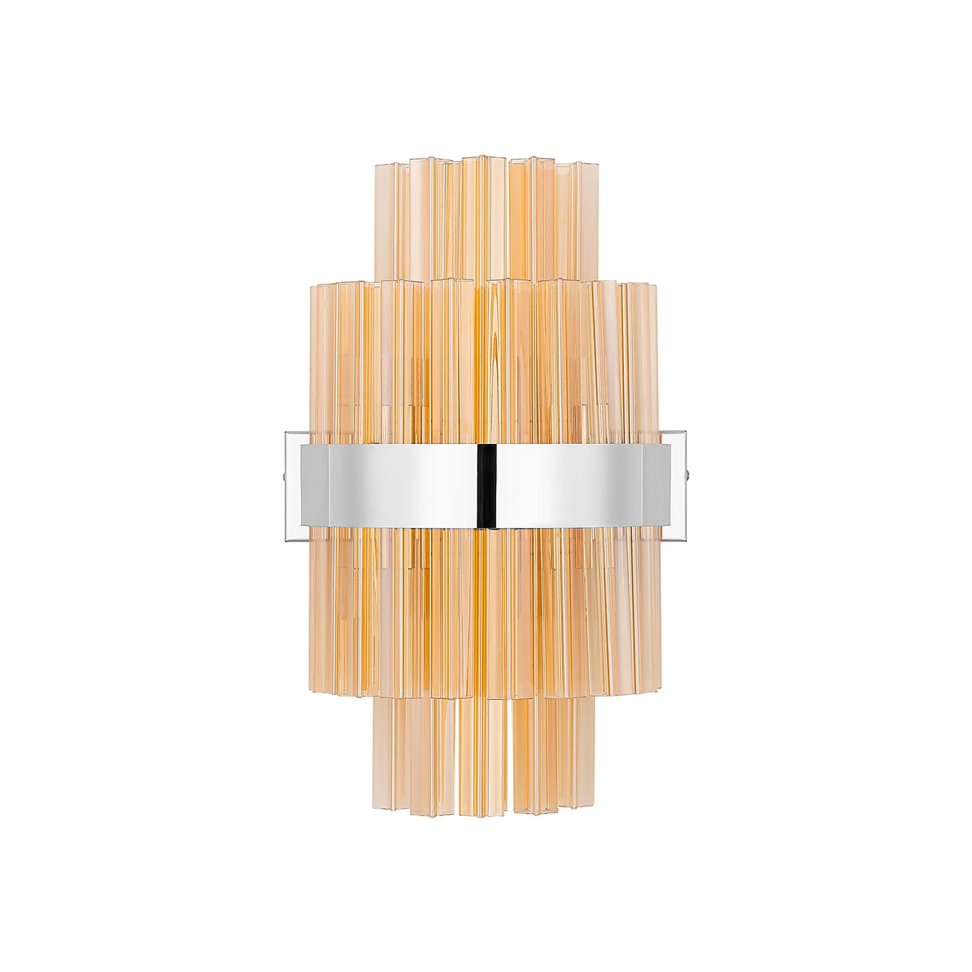 Farnley 6 Light Wall Light - Polished Nickel & Amber