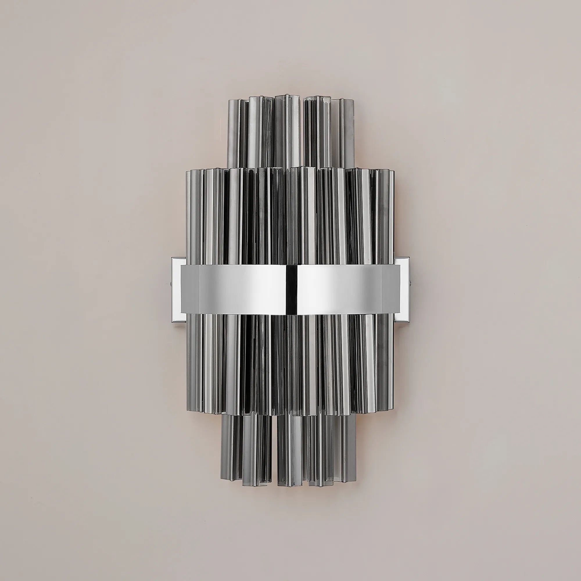 Farnley 6 Light Wall Light - Polished Nickel & Smoke