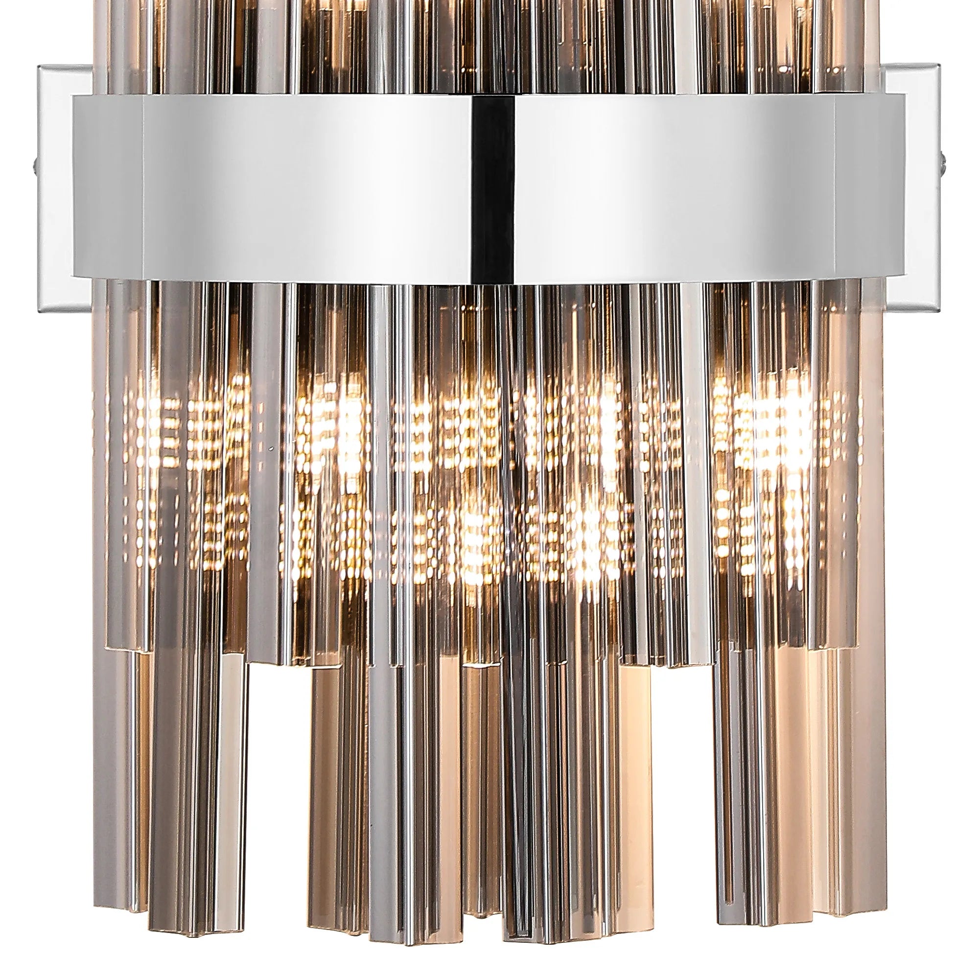 Farnley 6 Light Wall Light - Polished Nickel & Smoke