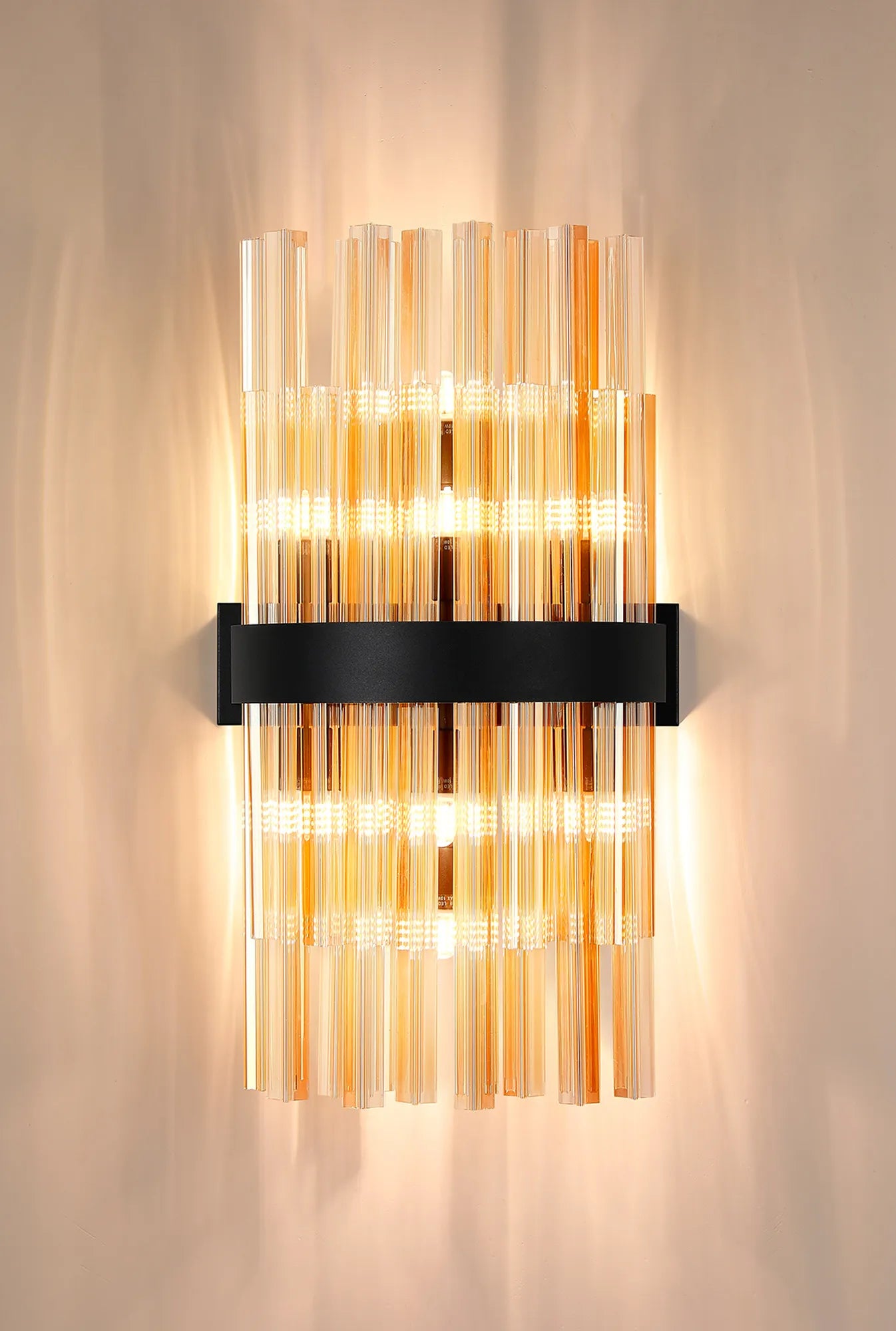 Farnley 8 Light - Wall Light - Satin Black & Amber
