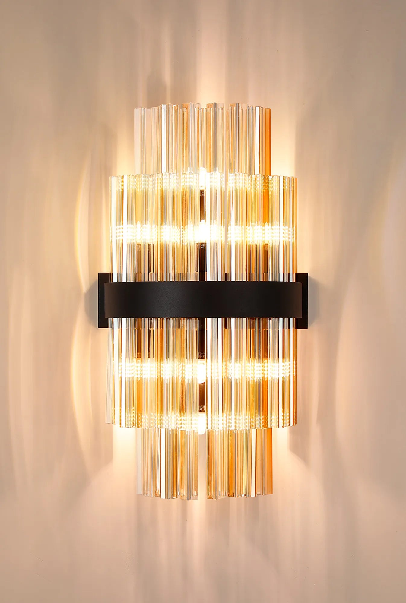 Farnley 8 Light - Wall Light - Satin Black & Amber