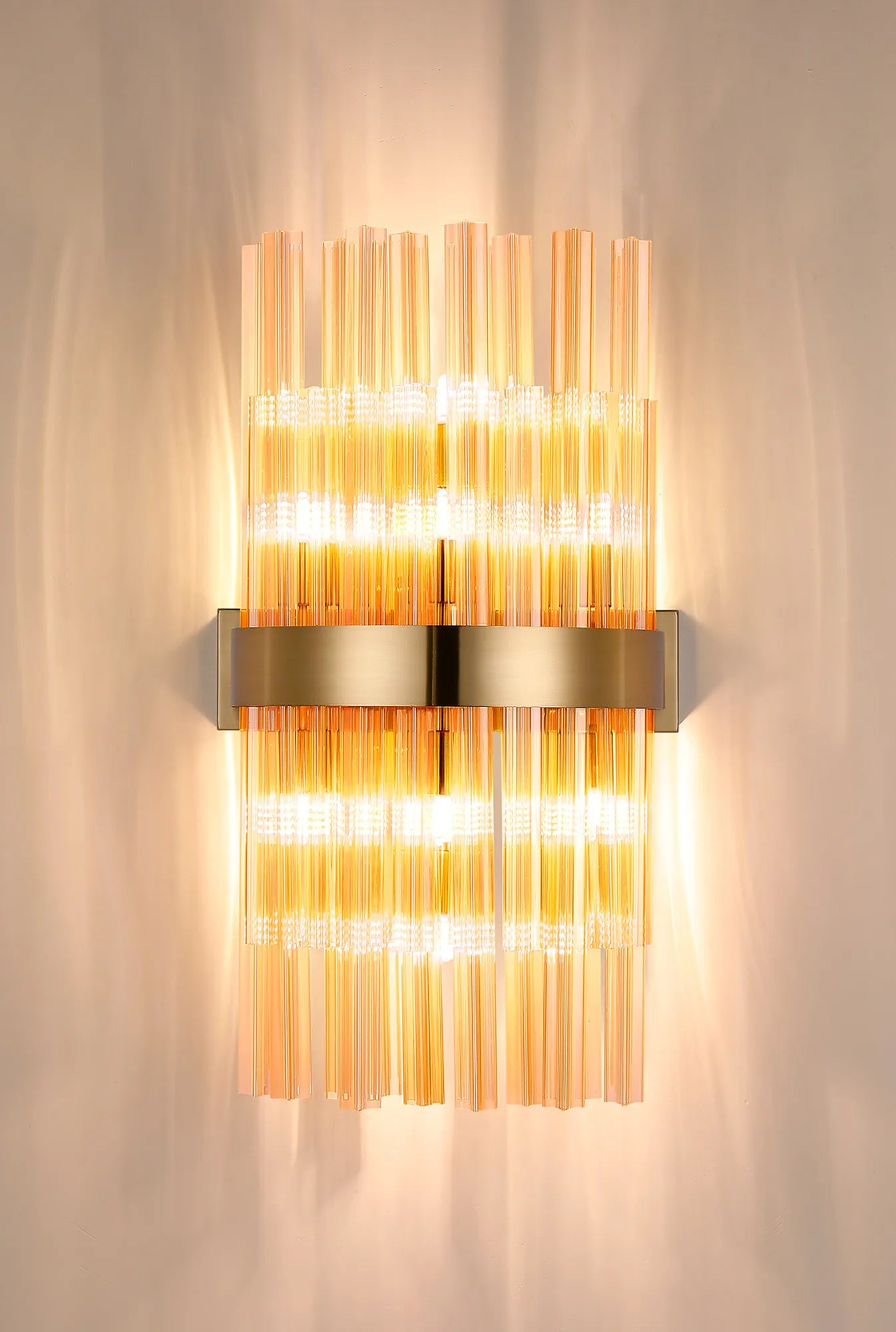 Farnley 8 Light - Wall Light - Brass & Amber