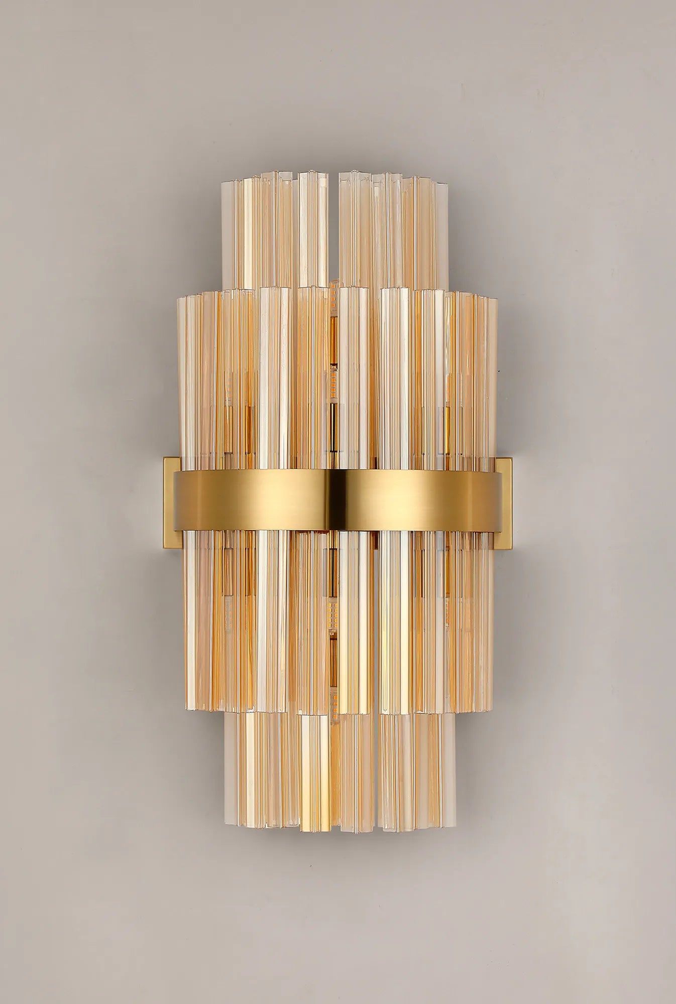 Farnley 8 Light - Wall Light - Brass & Amber