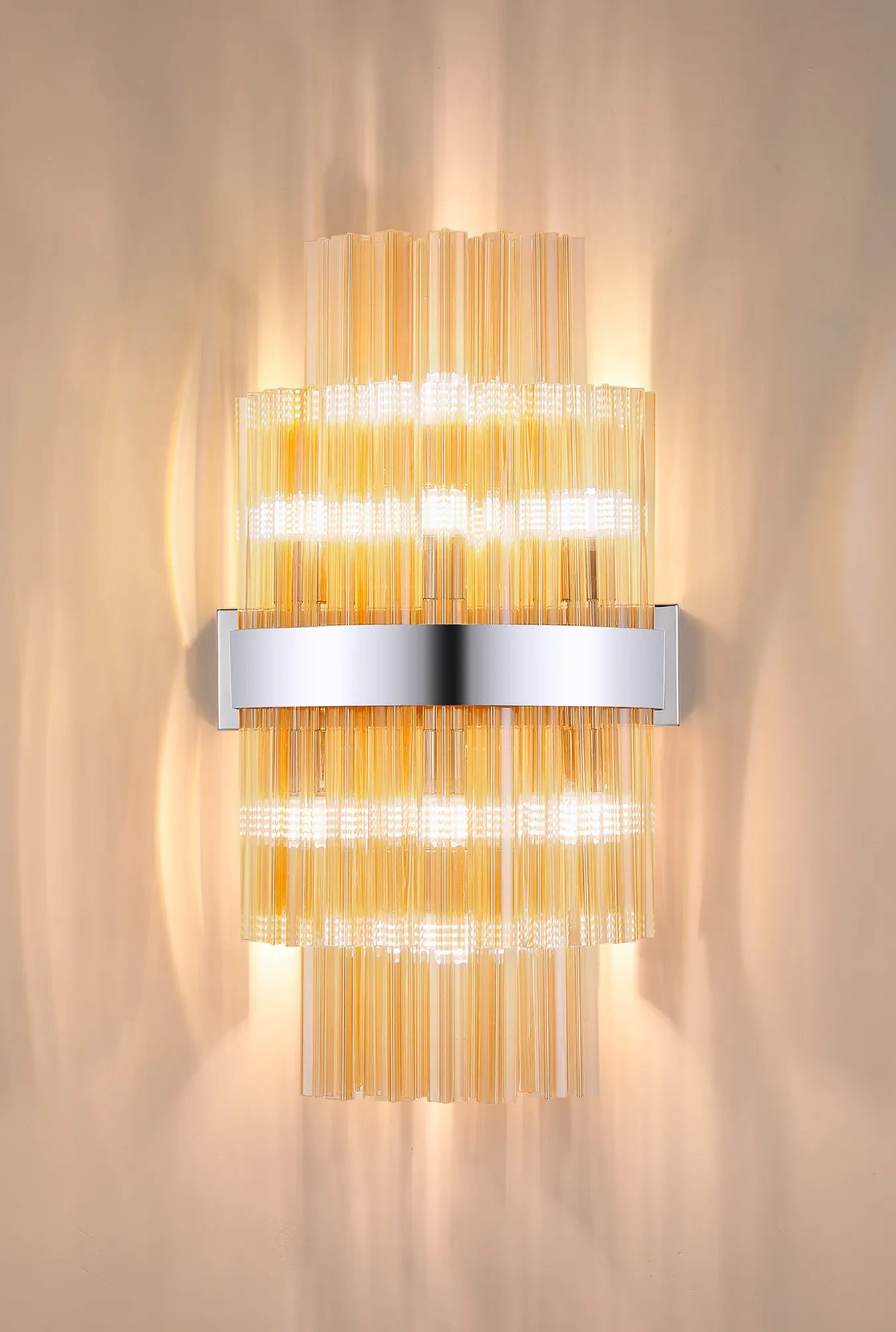 Farnley 8 Light - Wall Light - Polished Nickel & Amber