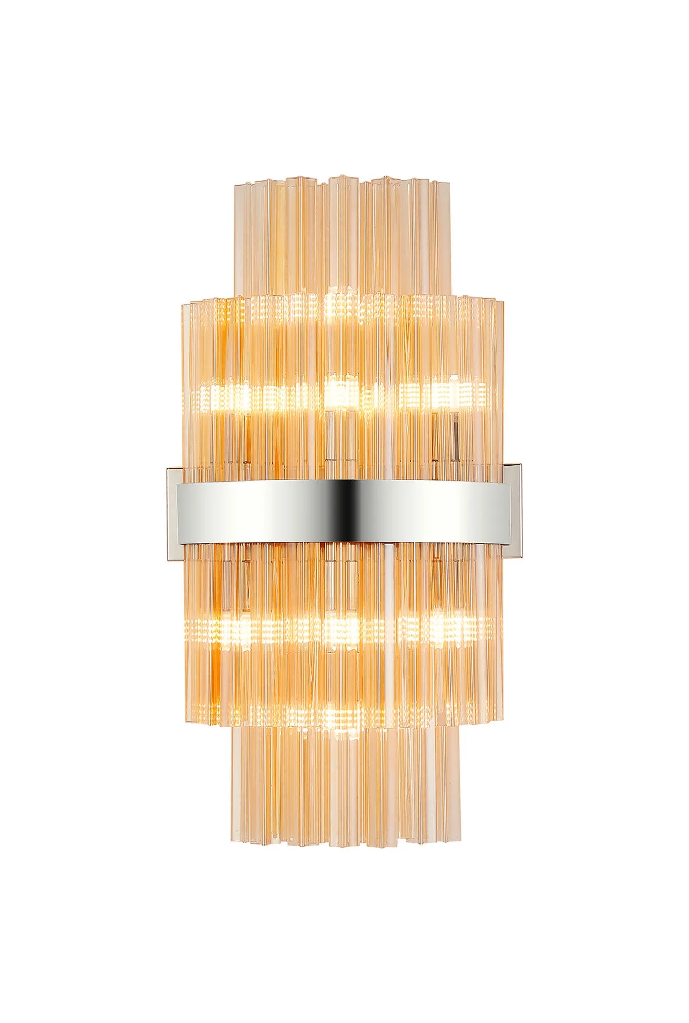 Farnley 8 Light - Wall Light - Polished Nickel & Amber