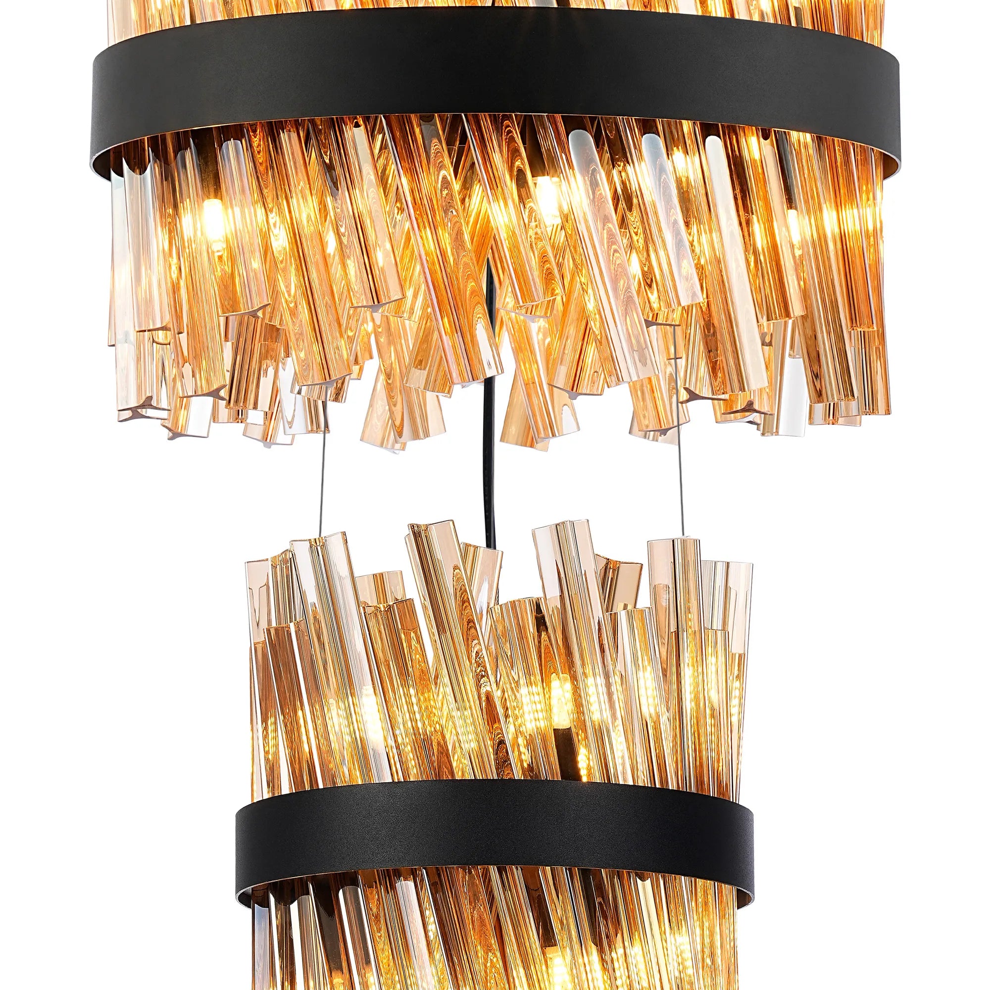Farnley 4 Tier 80cm Pendant 24 Light - Black & Amber
